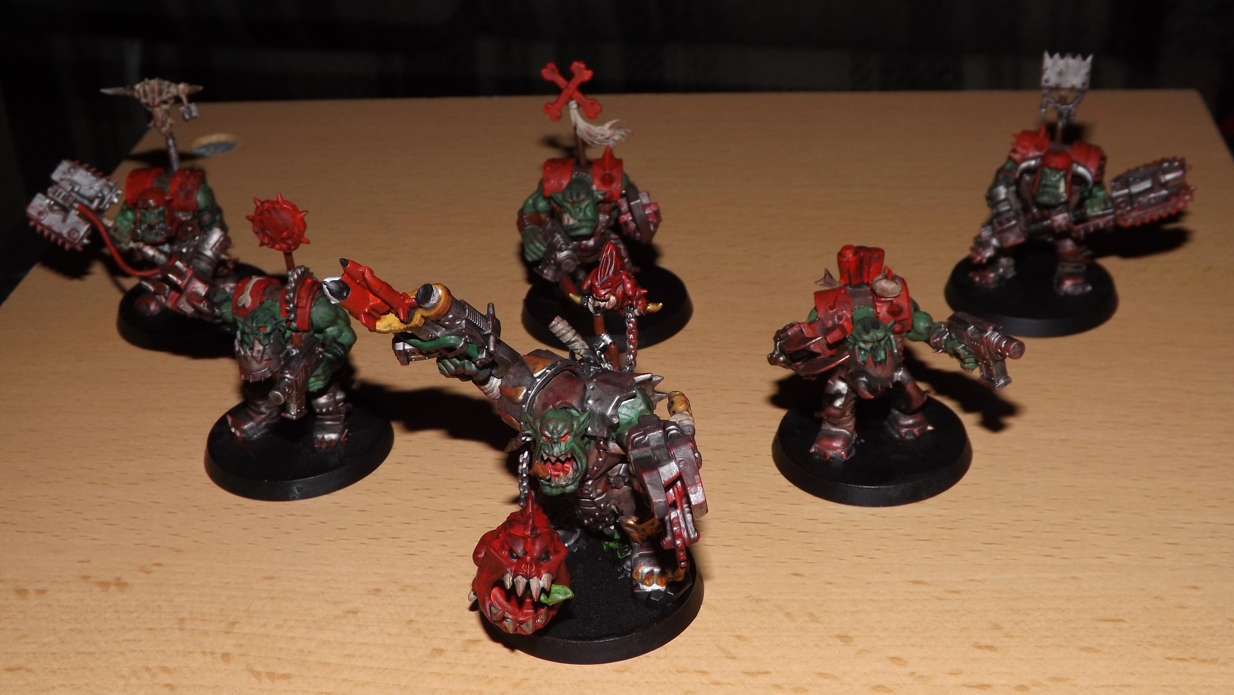 The grand War boss Gun-Thor "or atleast the model im using for him" and his Nob body guards