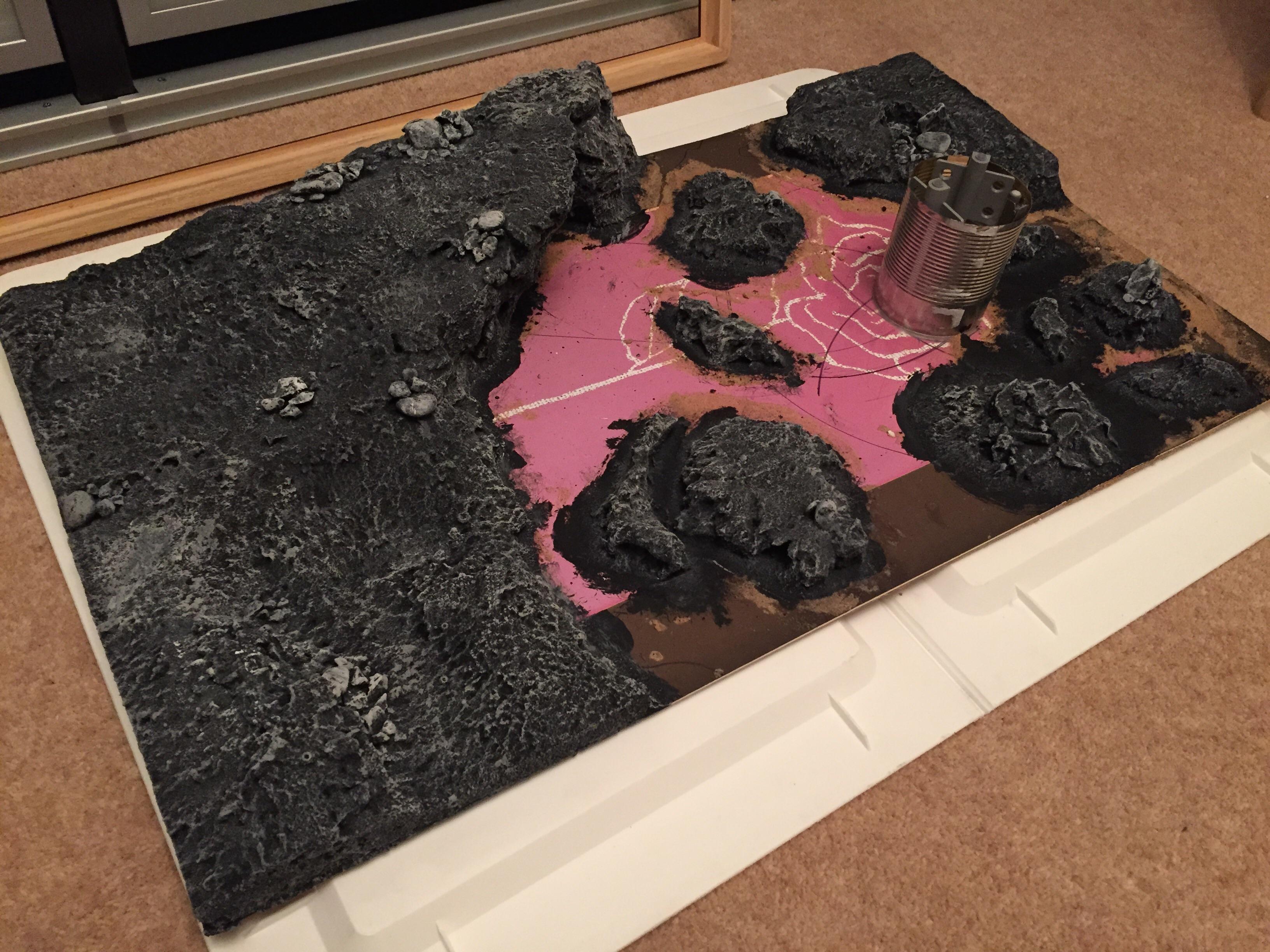 The lava rock scape develops