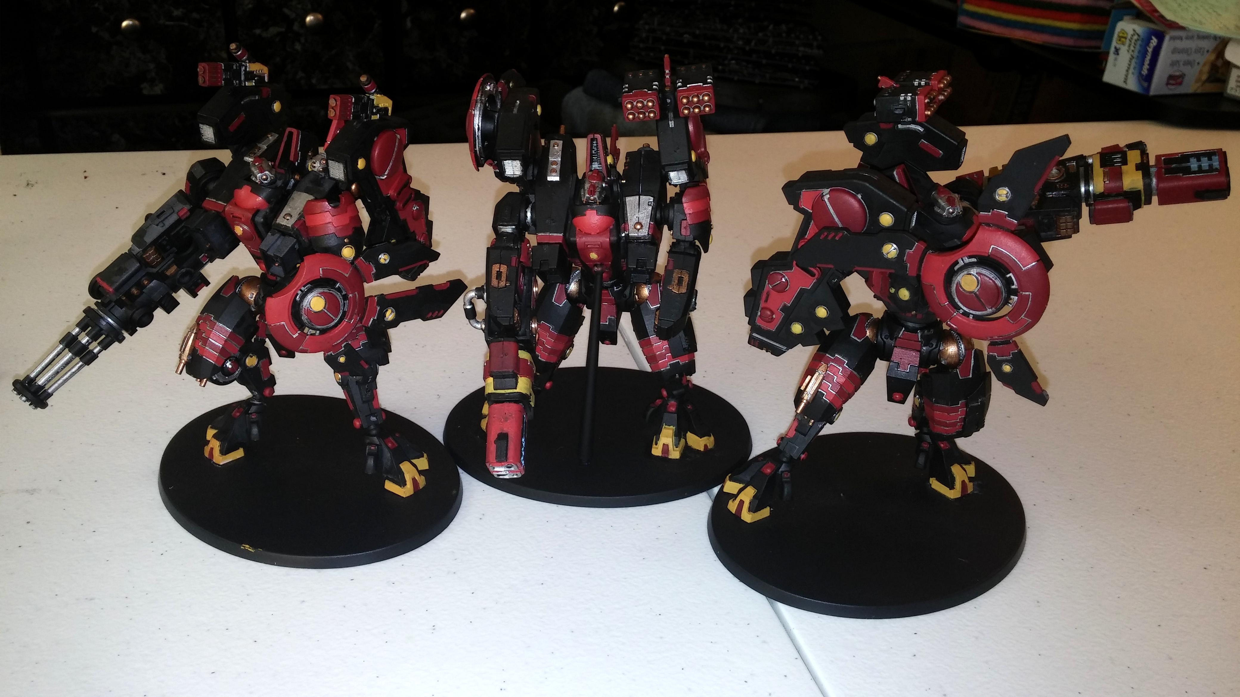 Fusion Blaster, Heavy Burst Cannon, Riptide, Tau, Xv104