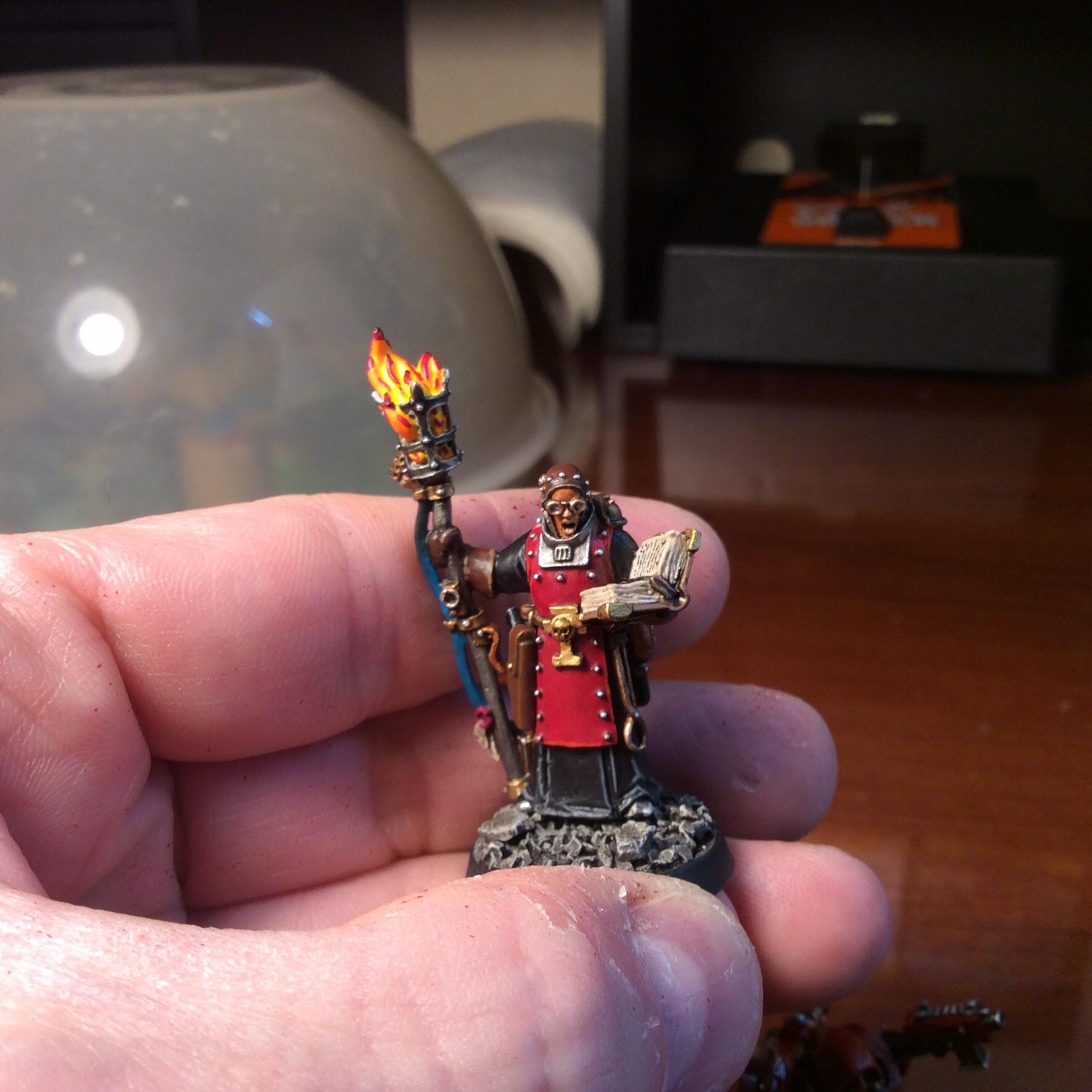 For whatever reason the black back drop results in a bad glare from the flame atop the mini. I got pissed and just picked it up. My first time trying to replicate fire. 