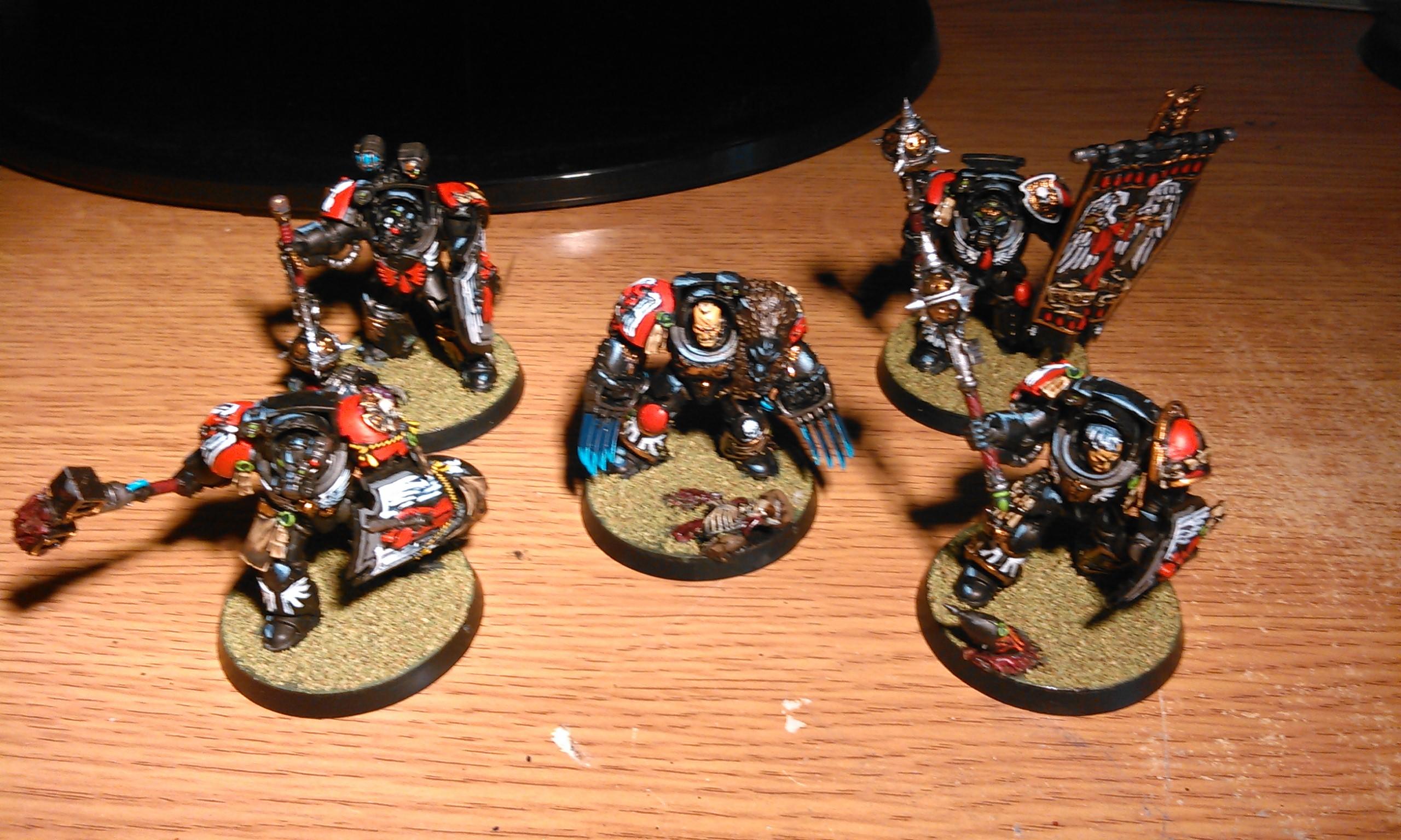 Assault Terminators, Banner, Blood Angels, Deathwing, Extreme Highlights, Lightning Claws, Space Marines, Standard Bearer, Storm Shields, Thunder Hammers