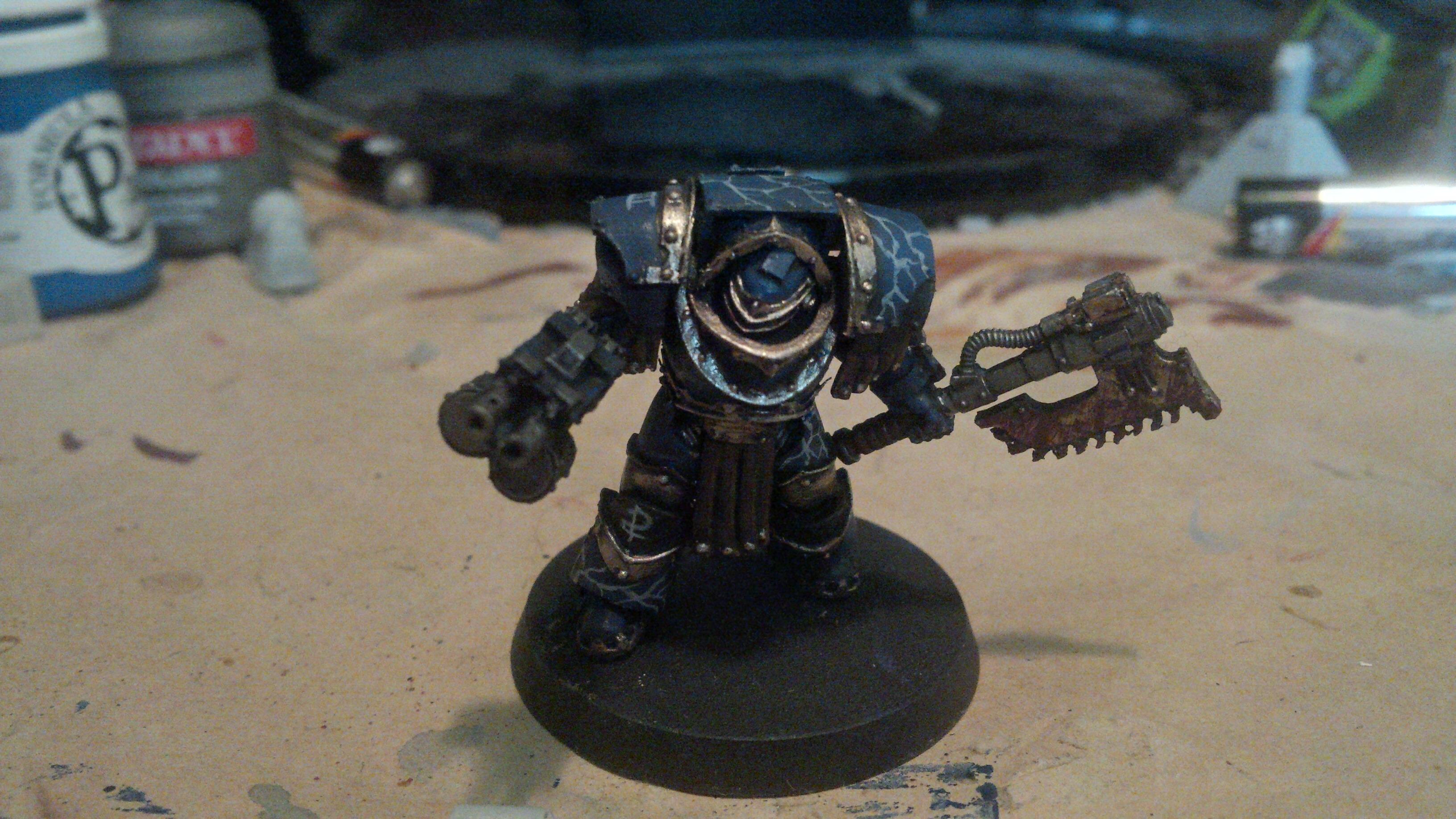 30k, Blue, Cataphractii, Gold, Horus Heresy, Lightning, Night Lord, Power Axe, Skull, Terminator Armor