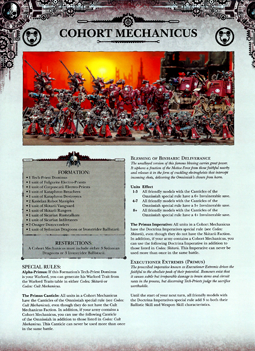 Cohort Mechanicus Formation Datasheet