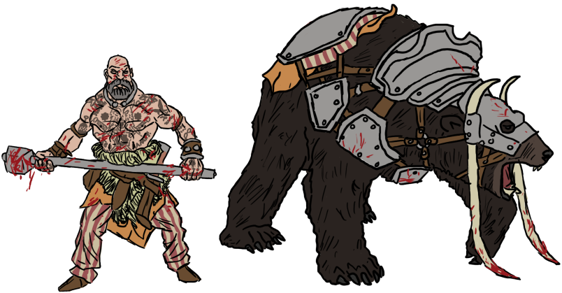 Timur and Valka, The Bear Tamer and his Companion