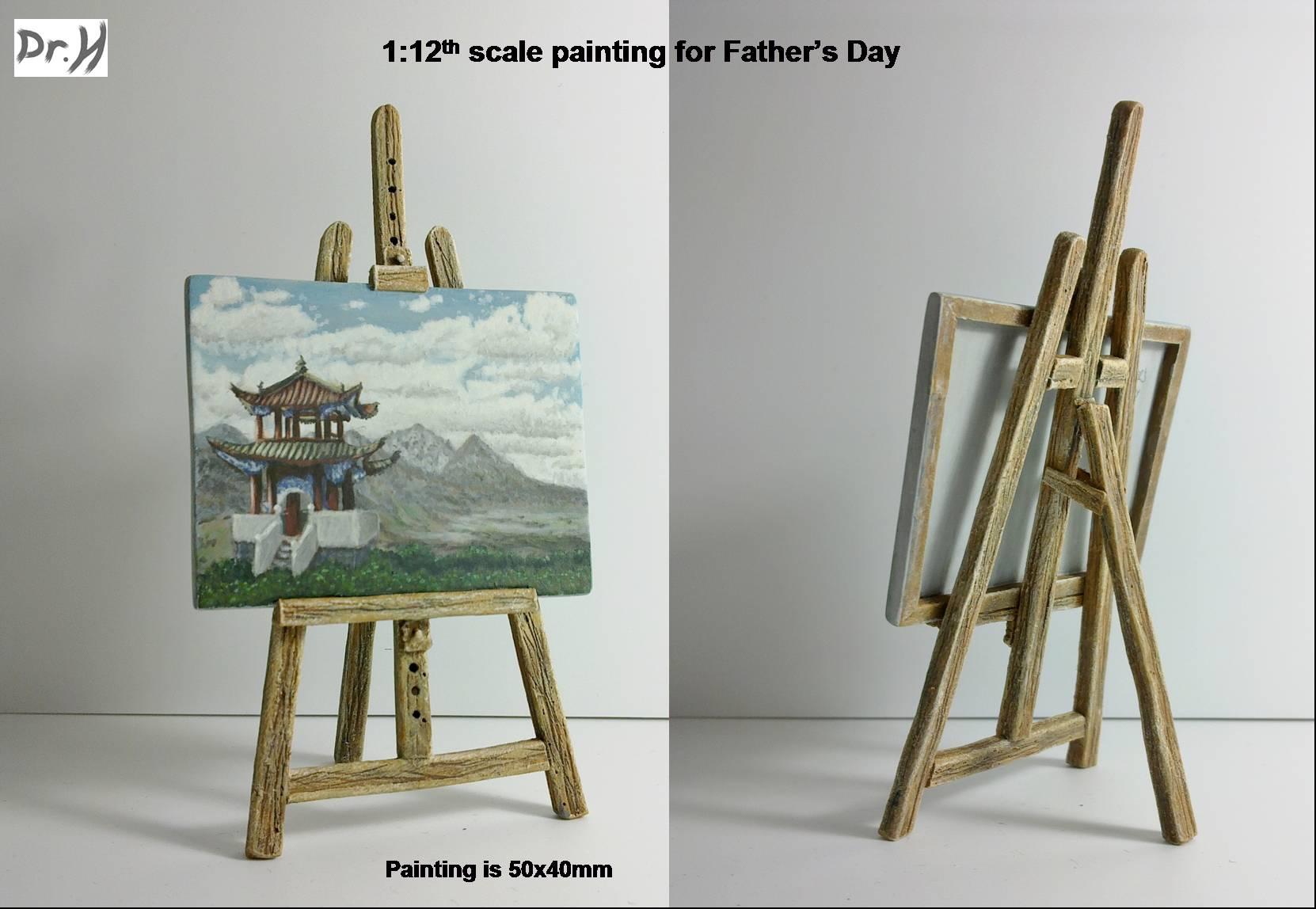 1:12 scale painting and easel for Father's Day