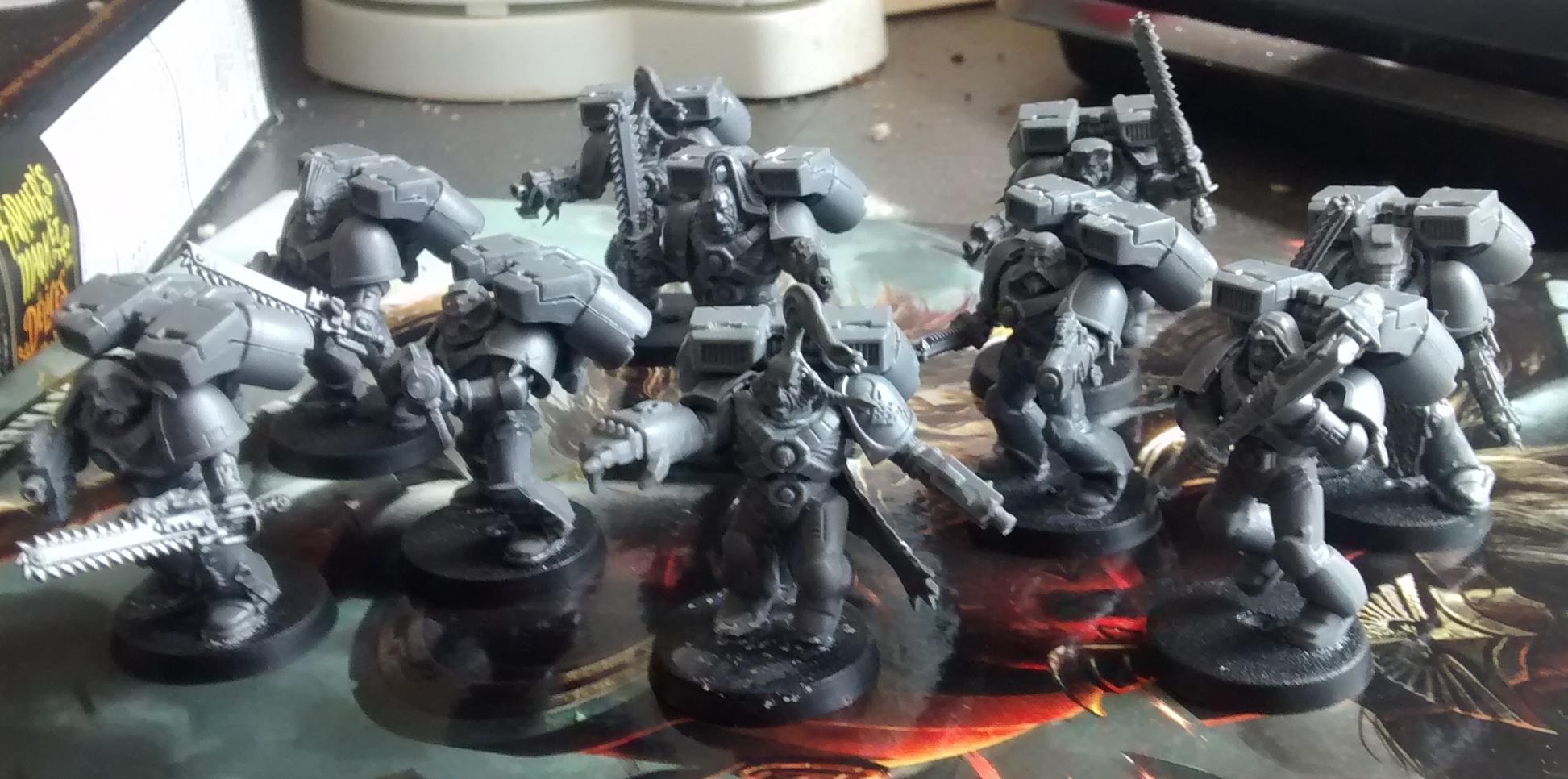 A 10-man Skyclaw pack with Wolf Guard, melta gun, plasma pistol and power axe