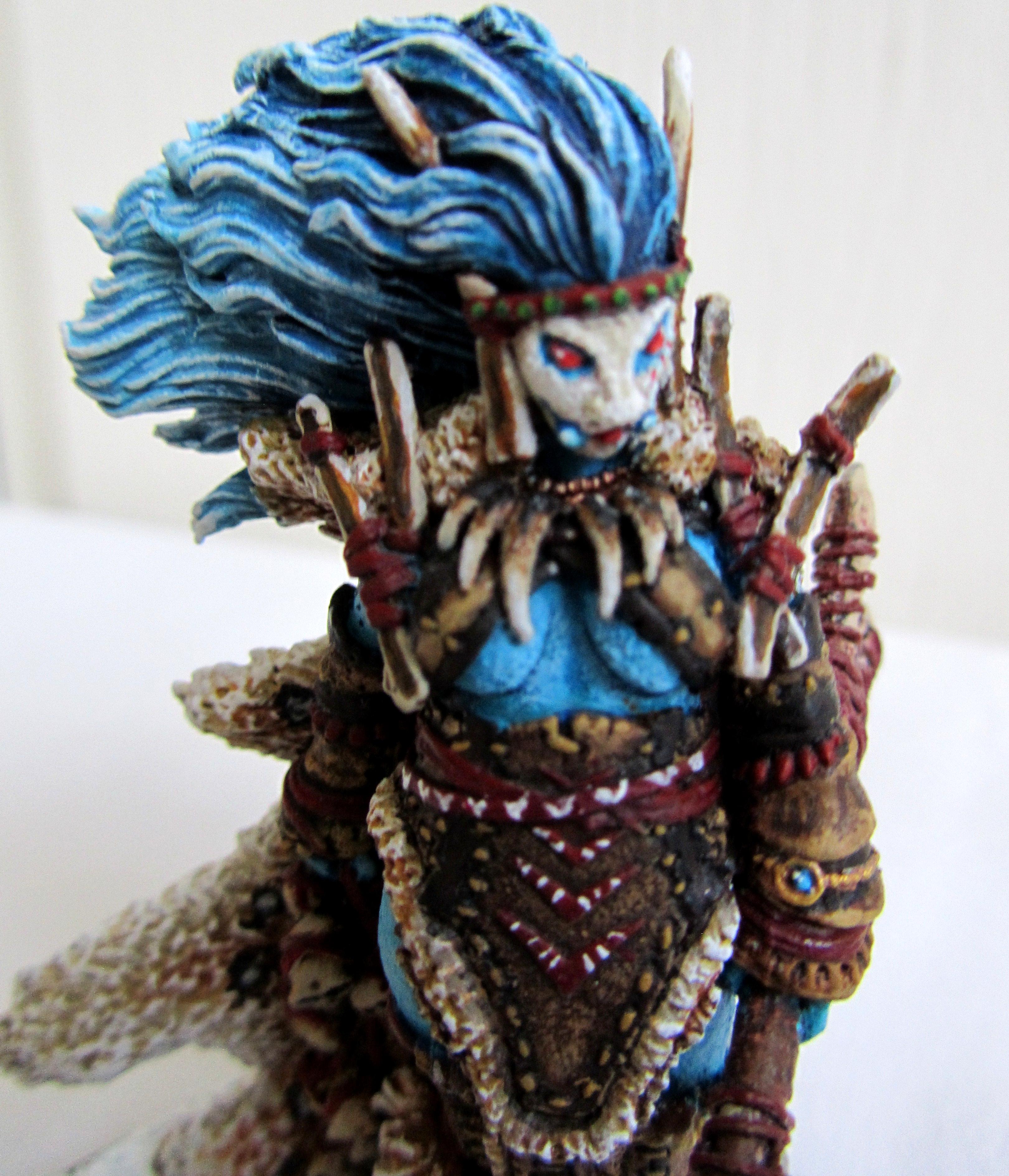 Blue, Bone, Female, Frost, Frost Giant, Ice, Ice Giant, Leather, Native, Tattoo