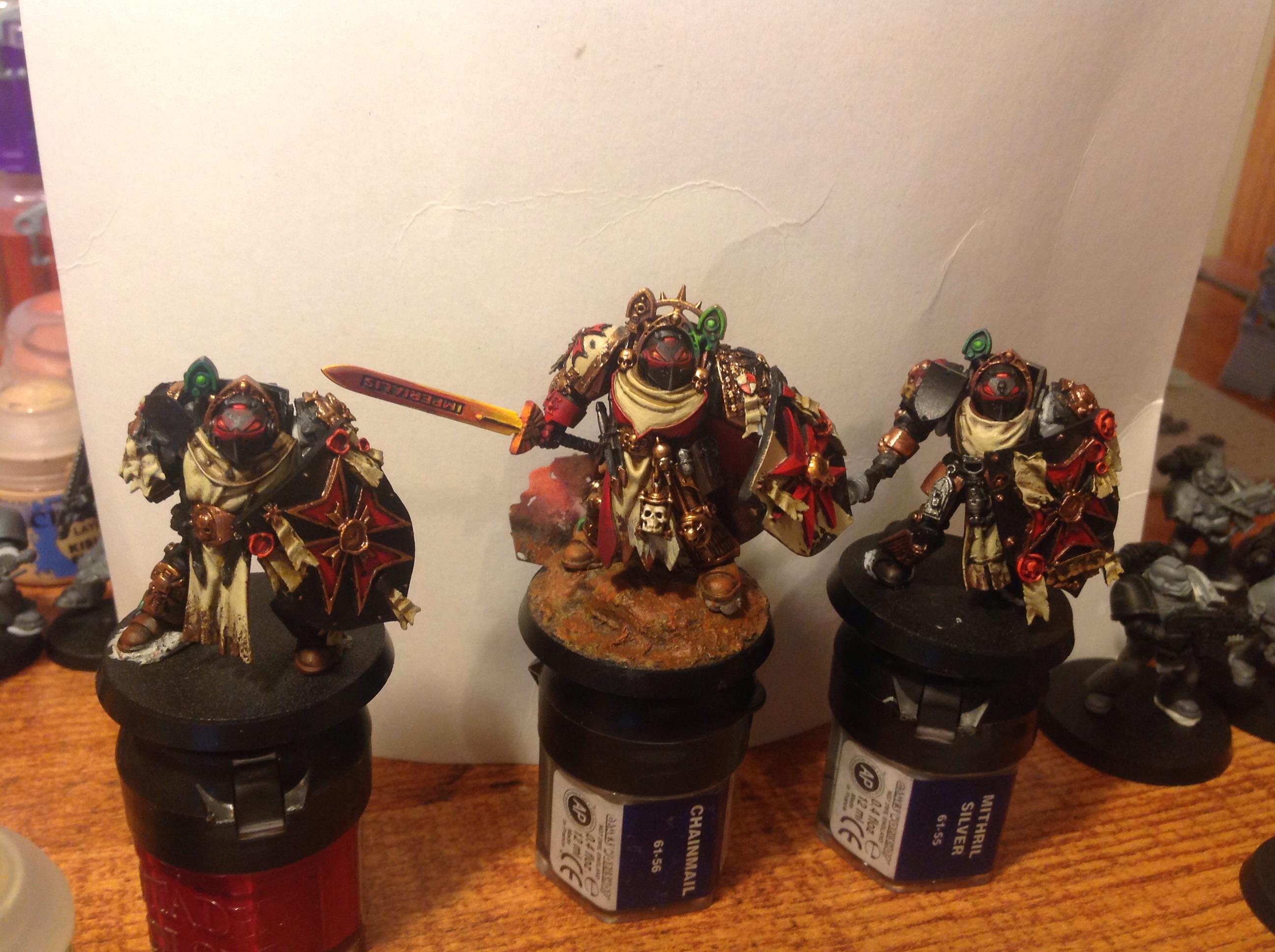 Terminator squad + chapter master with termie armour, storm shield, and burning blade