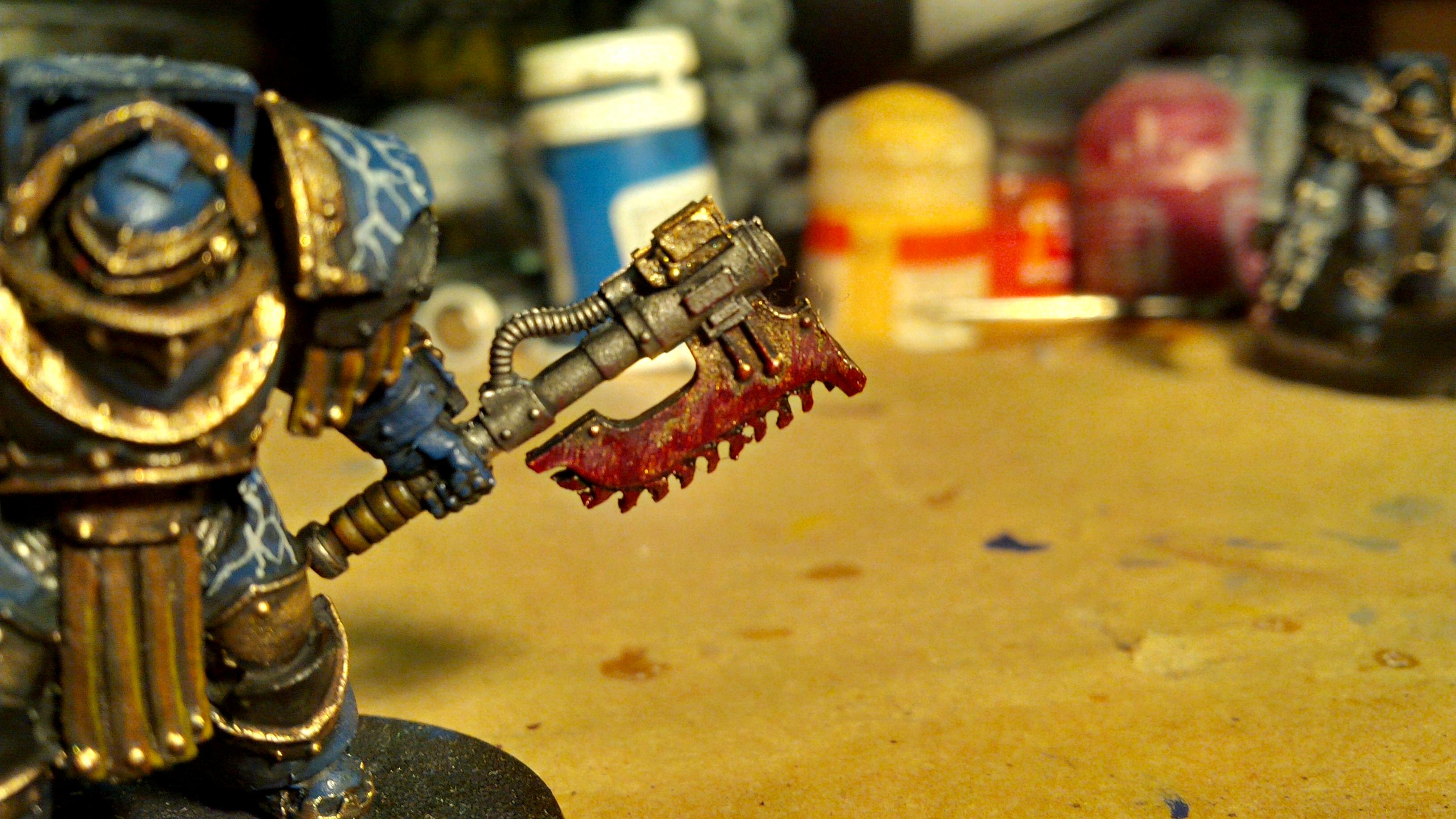 30k, Blood, Blue, Chain Sword, Gold, Horus Heresy, Lightning, Night Lord, Skull, Volkite