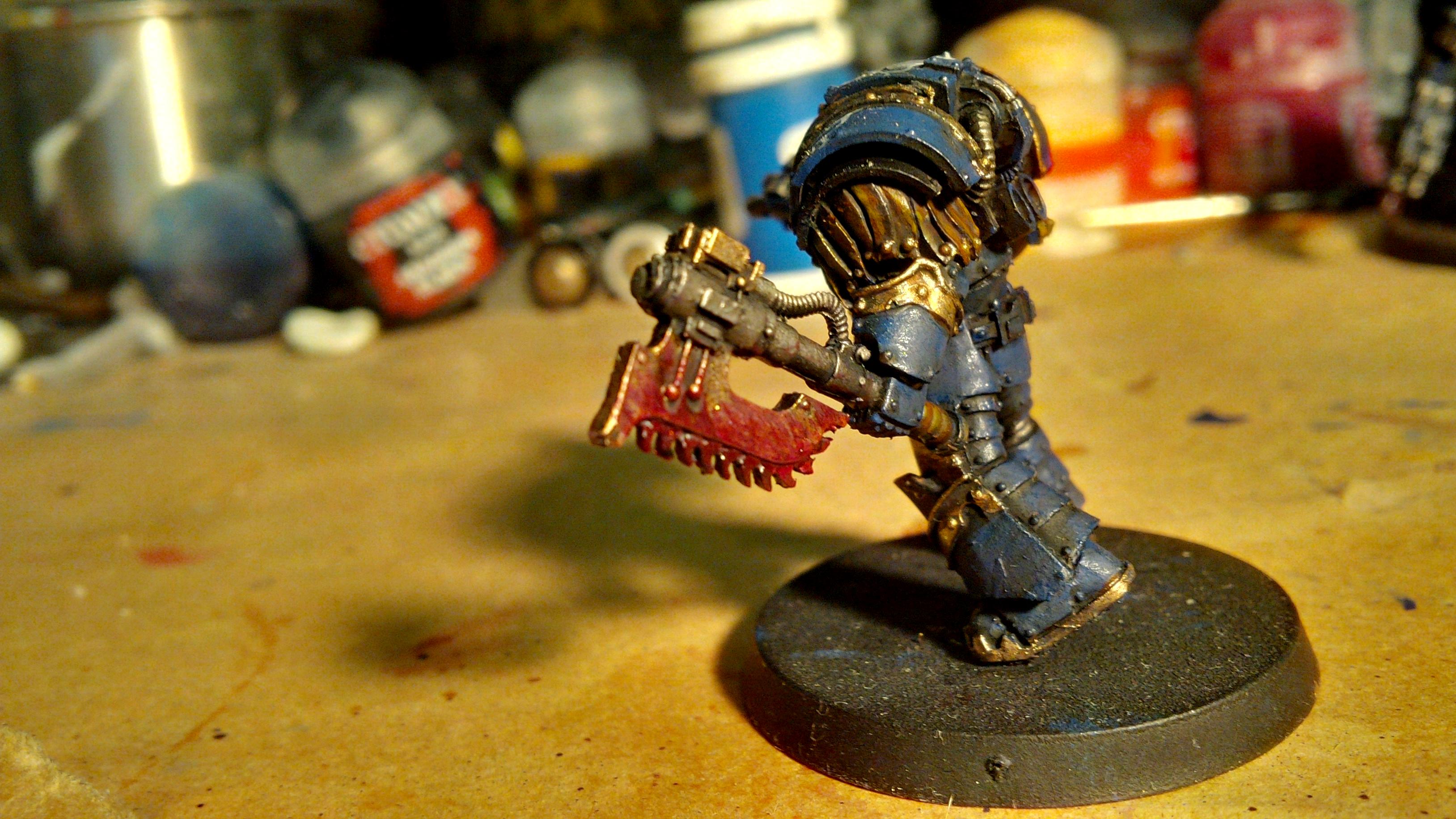 30k, Blood, Blue, Chain Sword, Gold, Horus Heresy, Lightning, Night Lord, Skull, Volkite