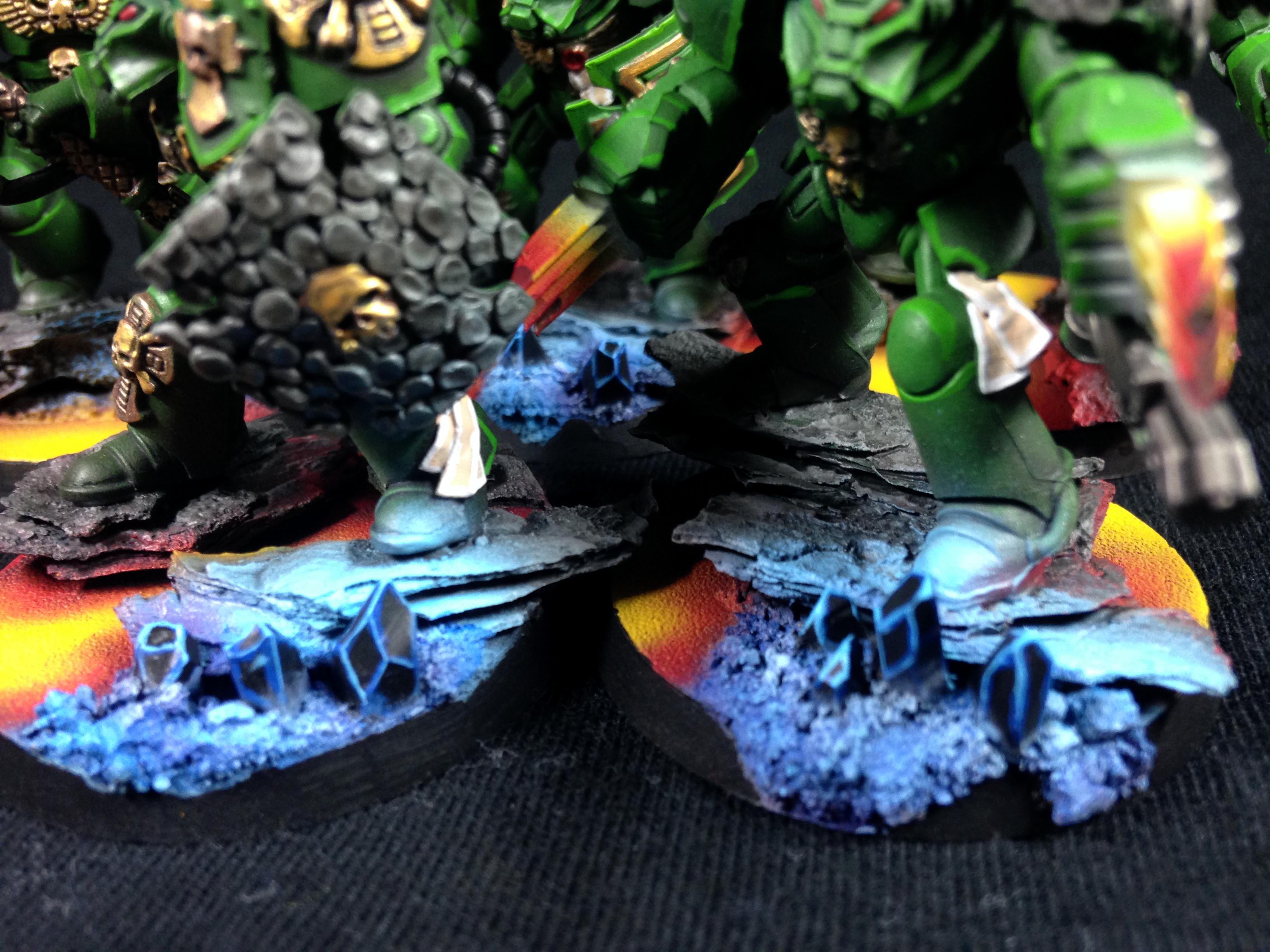 Magma Bases, Pro Painted, Salamander Conversion, Salamanders, Space Marine Salamanders, Terminator Armor