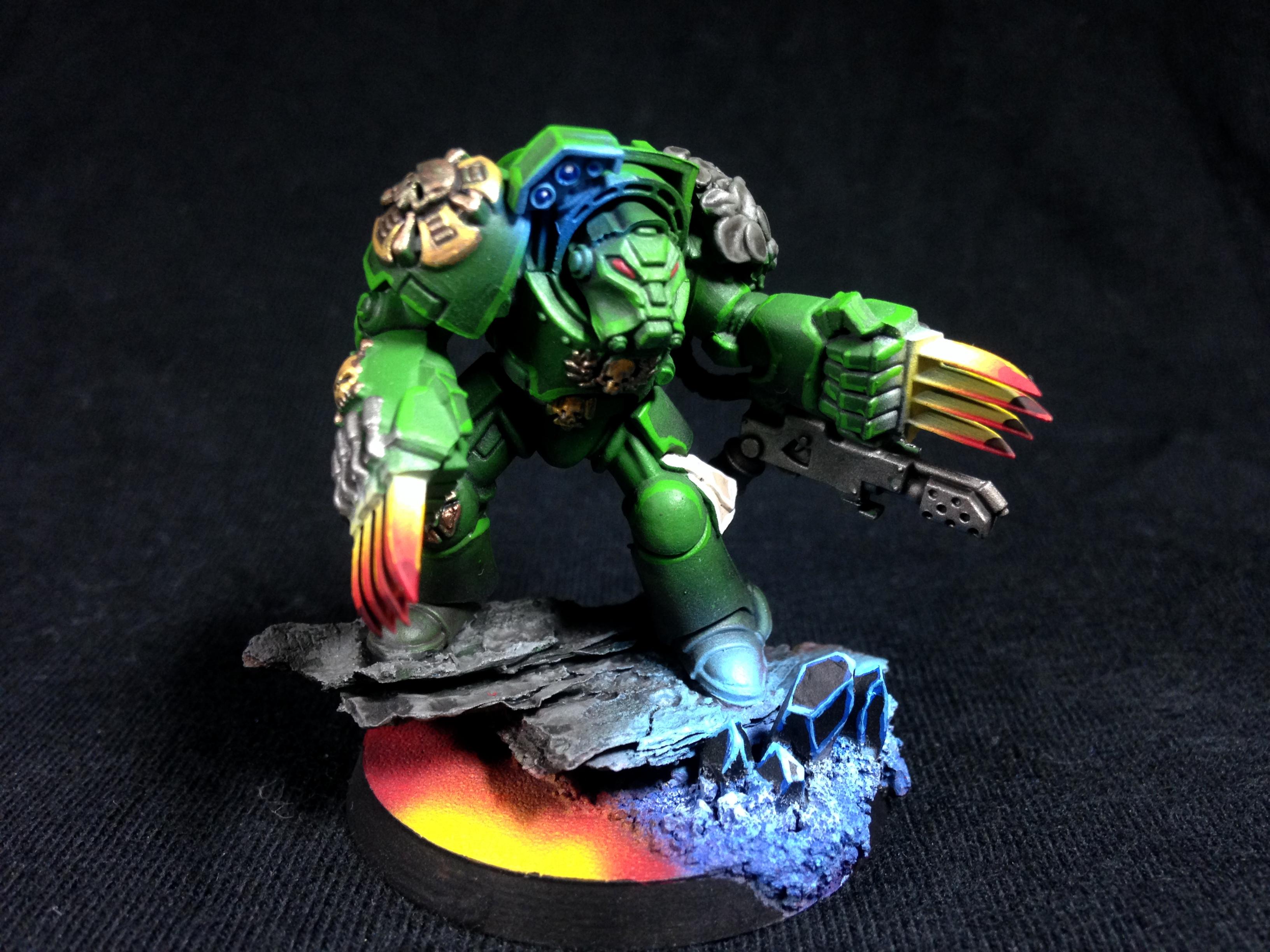 Magma Bases, Pro Painted, Salamander Conversion, Salamanders, Space Marine Salamanders, Terminator Armor