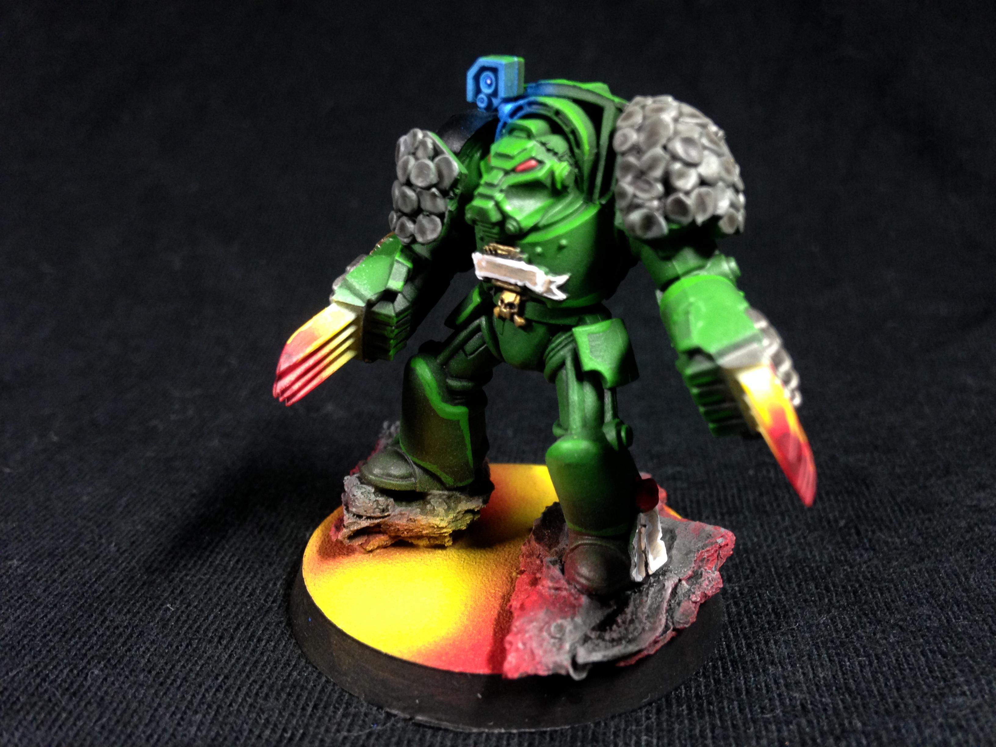 Magma Bases, Pro Painted, Salamander Conversion, Salamanders, Space Marine Salamanders, Terminator Armor