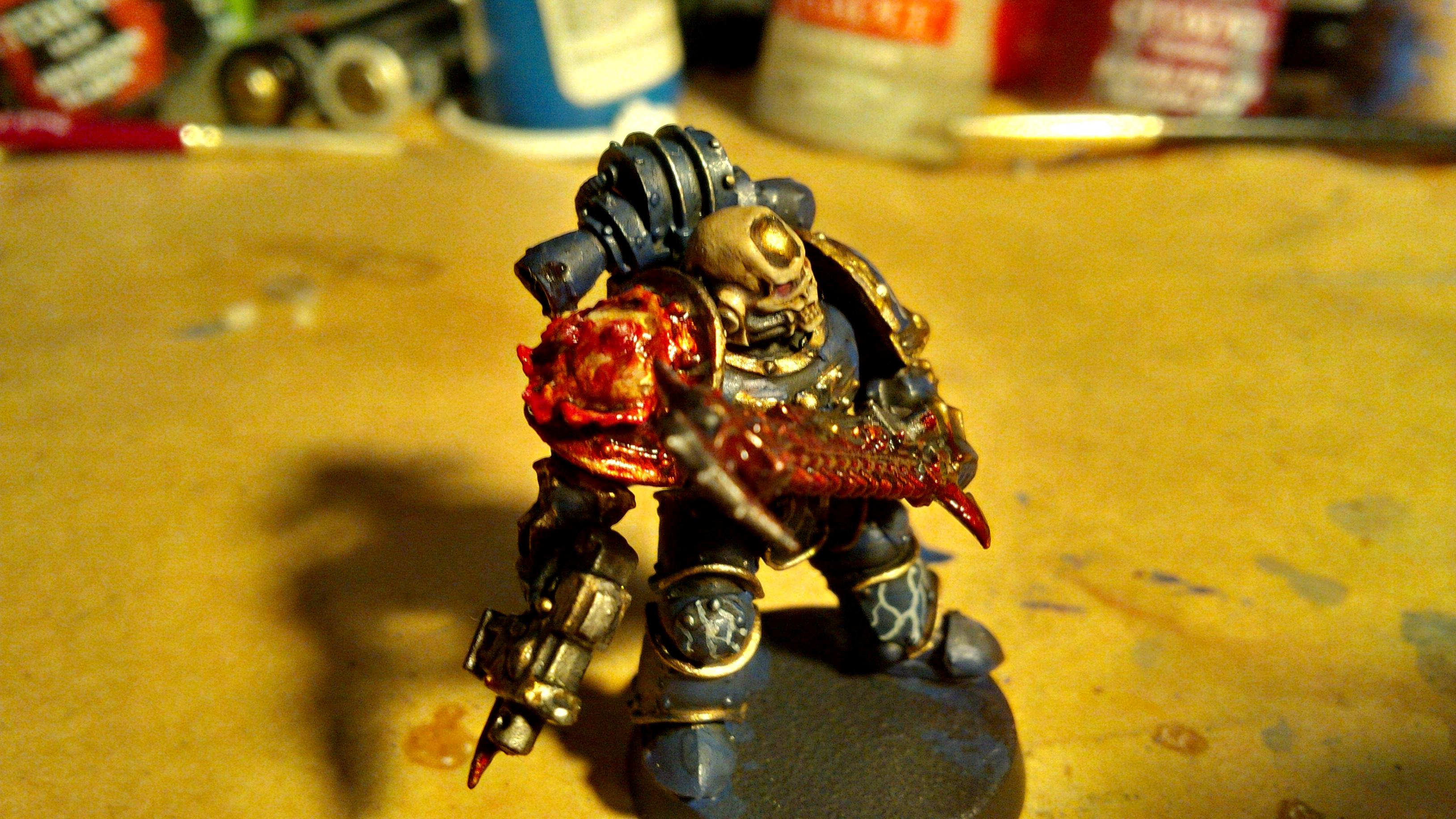 30k, Blood, Blue, Chain Sword, Gold, Horus Heresy, Lightning, Night Lord, Skull, Volkite