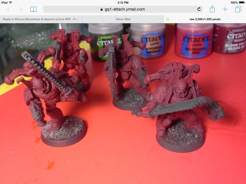Here's a little update. The plastic zerker said were practice which is why the skull face dude is clump. GW paints >