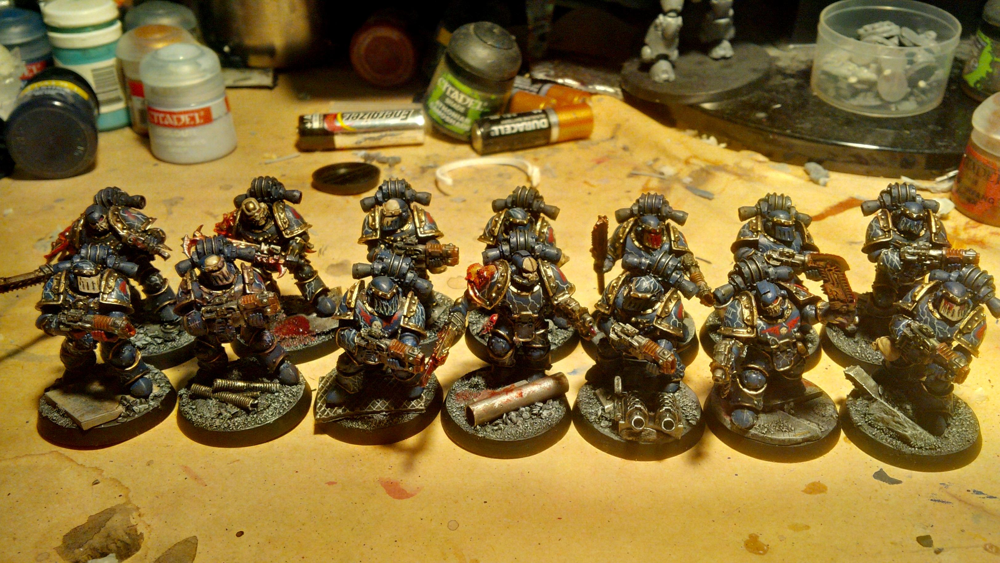30k, Blood, Blue, Chain Sword, Gold, Horus Heresy, Lightning, Night Lord, Skull, Volkite