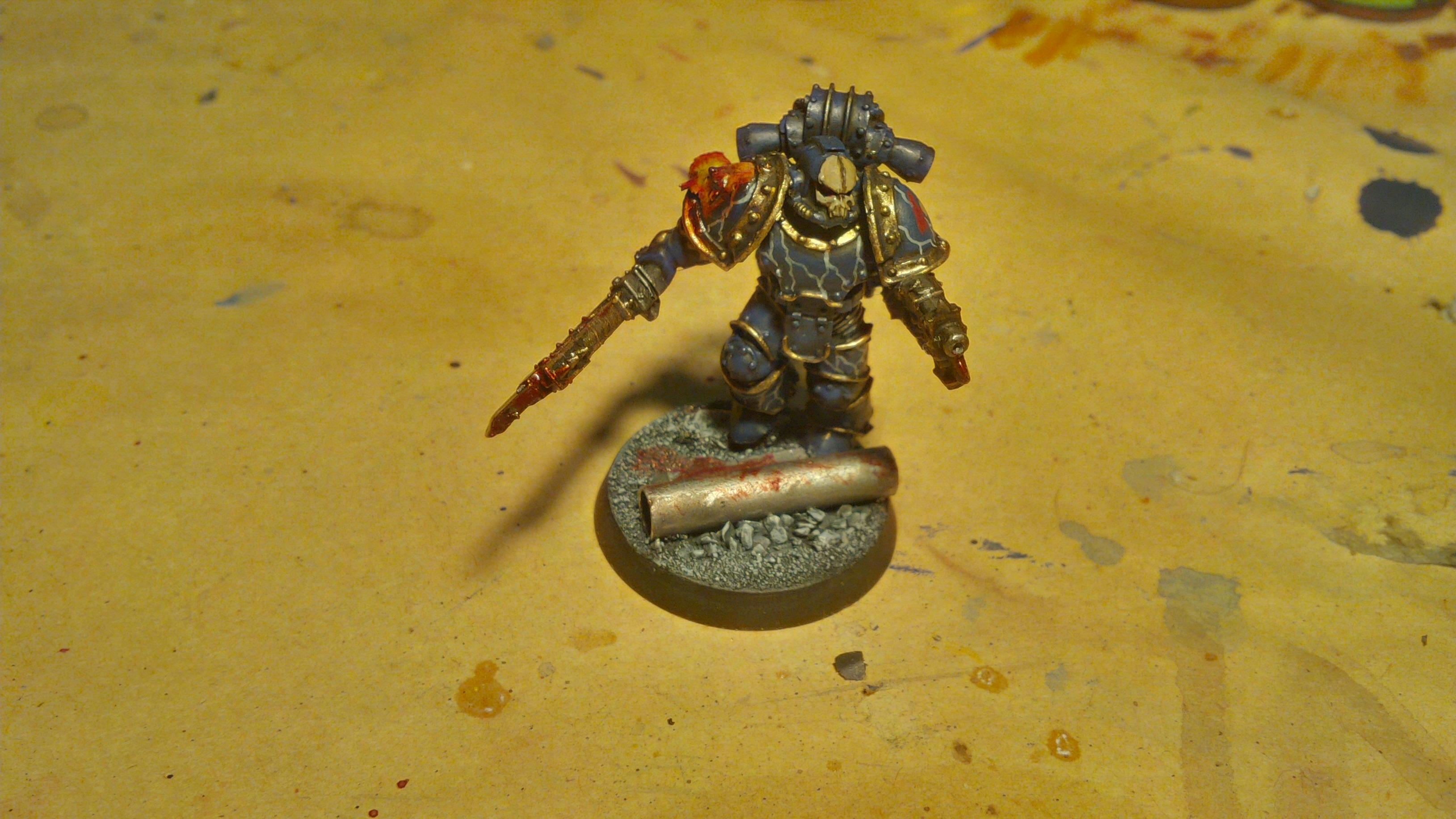 30k, Blood, Blue, Chain Sword, Gold, Horus Heresy, Lightning, Night Lord, Skull, Volkite