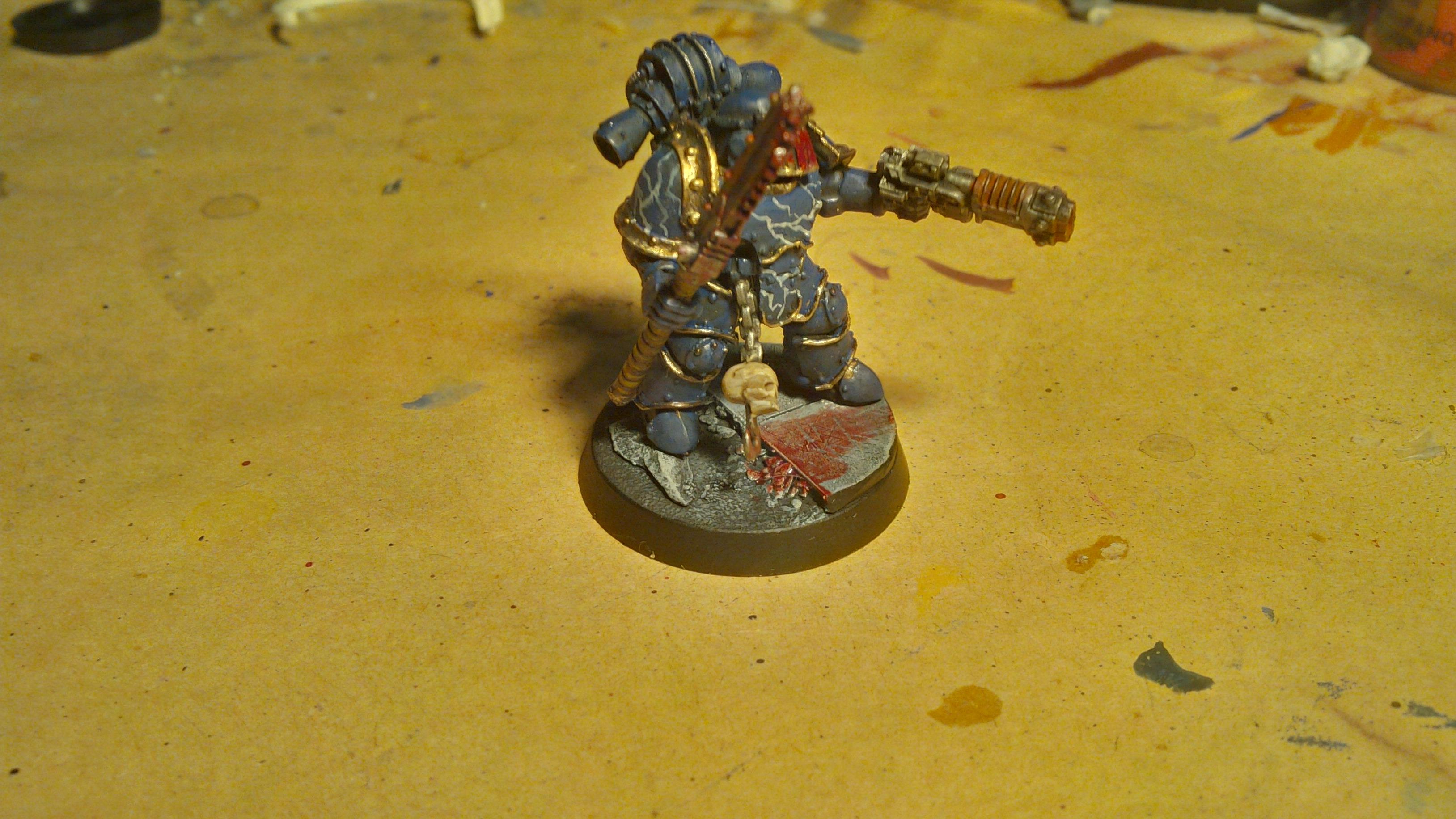 30k, Blood, Blue, Chain Sword, Gold, Horus Heresy, Lightning, Night Lord, Skull, Volkite