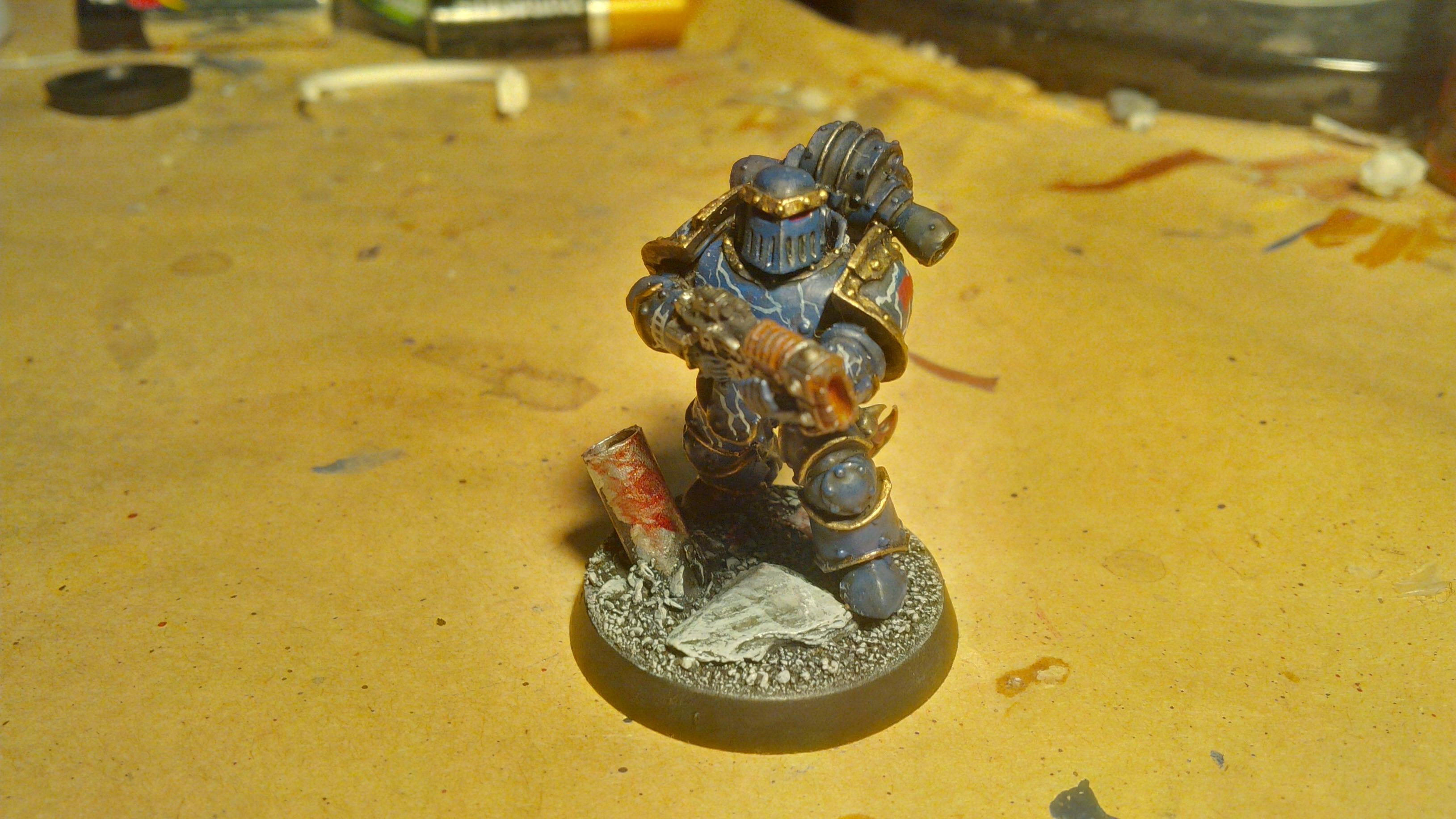 30k, Blood, Blue, Chain Sword, Gold, Horus Heresy, Lightning, Night Lord, Skull, Volkite