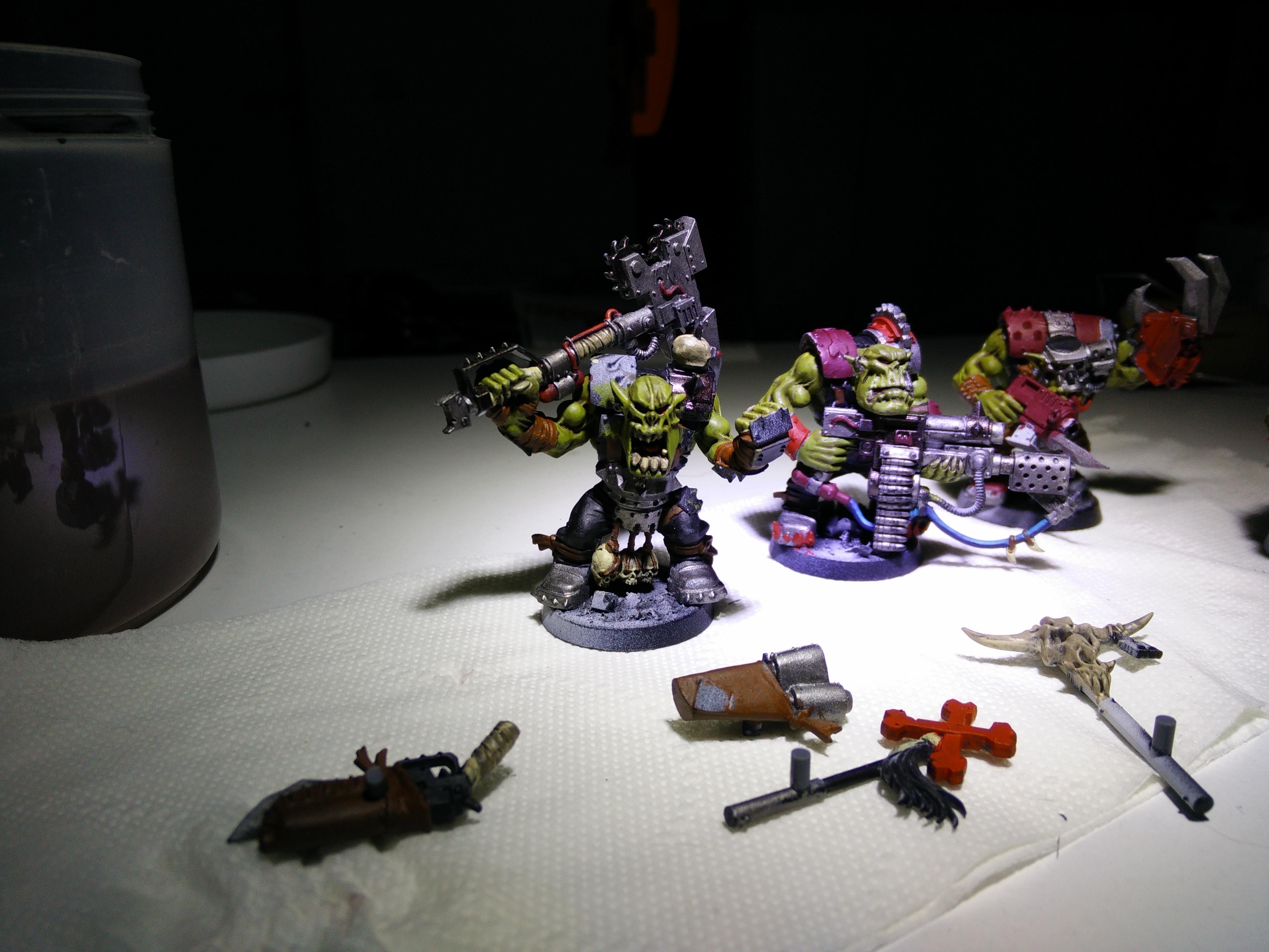 Ork Nobz Wip, painted nobz WIP