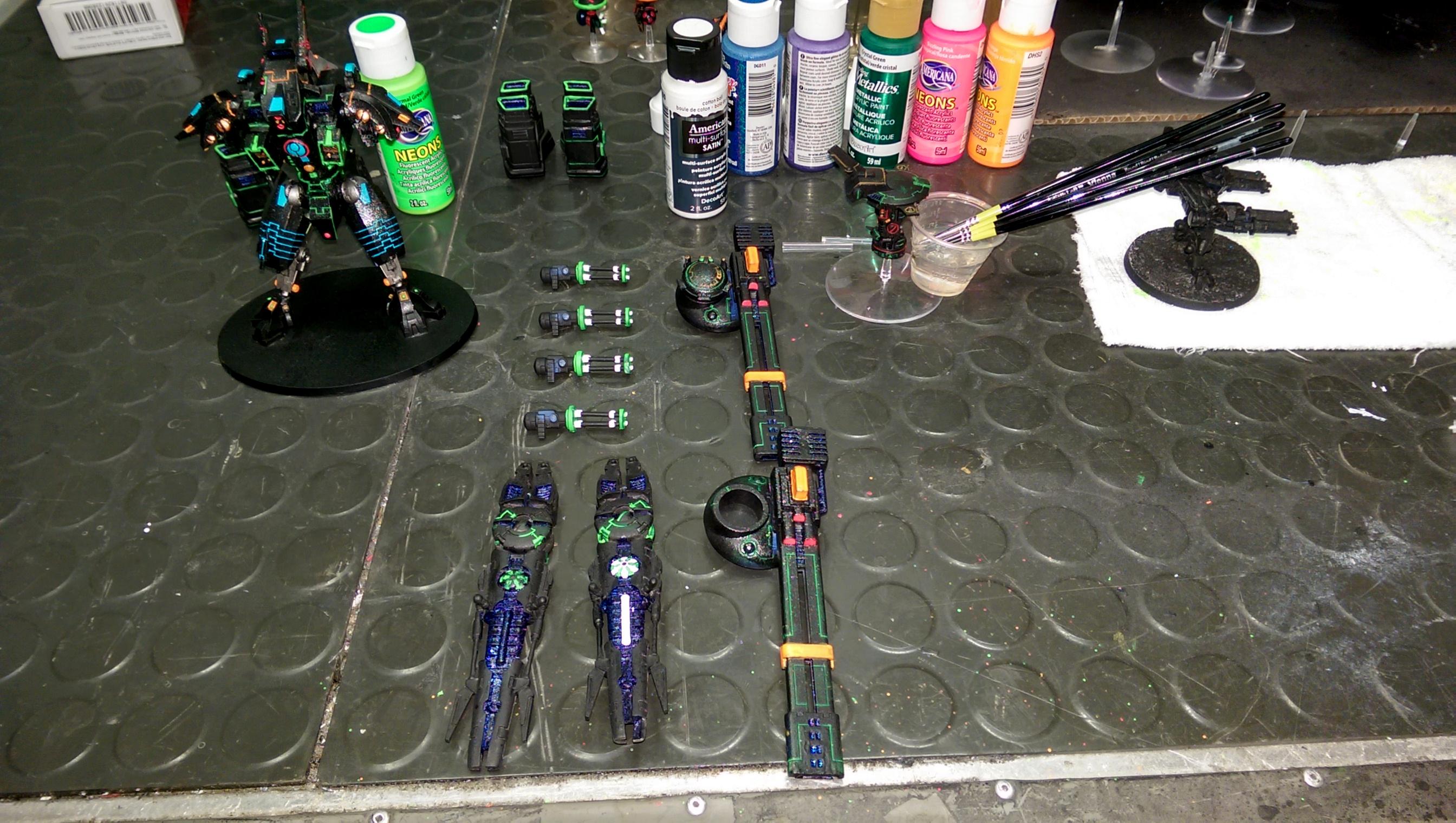 Army, Neon, Painting, Tau, Tron, Warhammer 40,000