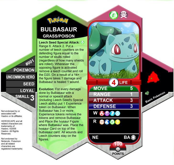 Bulbasaur Heroscape Card