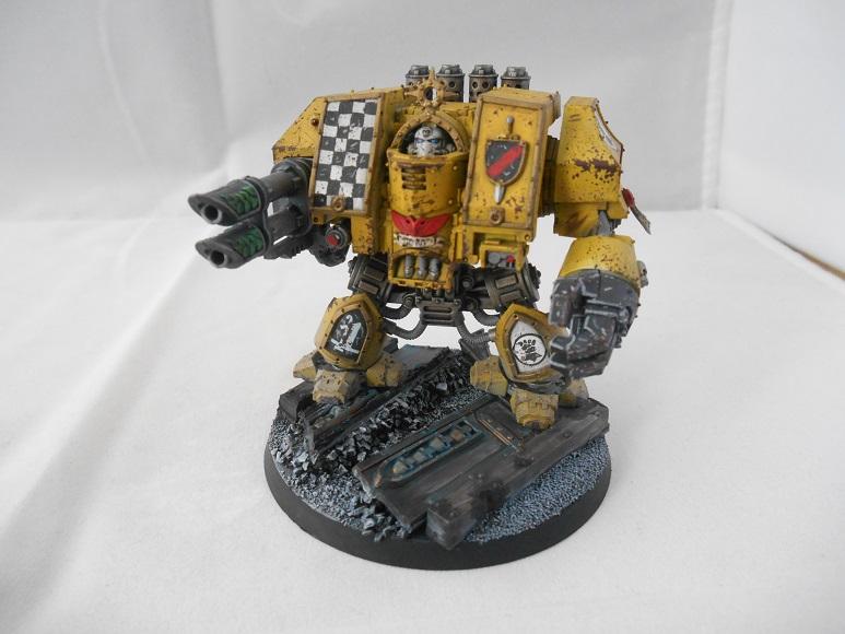 Adepus Astartes, Battle Damage, Checkerboard, City, Dreadnought, Imperial Fists, Lascannon, Rubble, Ruins, Space Marines, Urban, Venerable Dreadnought, Weathered, Yellow