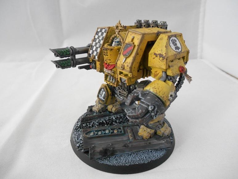 Adepus Astartes, Battle Damage, Checkerboard, City, Dreadnought, Imperial Fists, Lascannon, Rubble, Ruins, Space Marines, Urban, Venerable Dreadnought, Weathered, Yellow