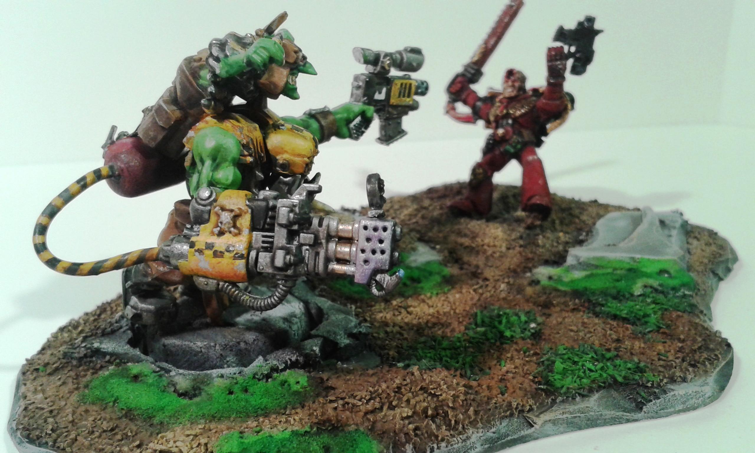 Bad Moons, Conversion, Diorama, Evil, Flamer, Gretchin, Grots, Iron, Mega, Metall, Nob, Orks, Shooter, Waaagh, Warboss, Yellow