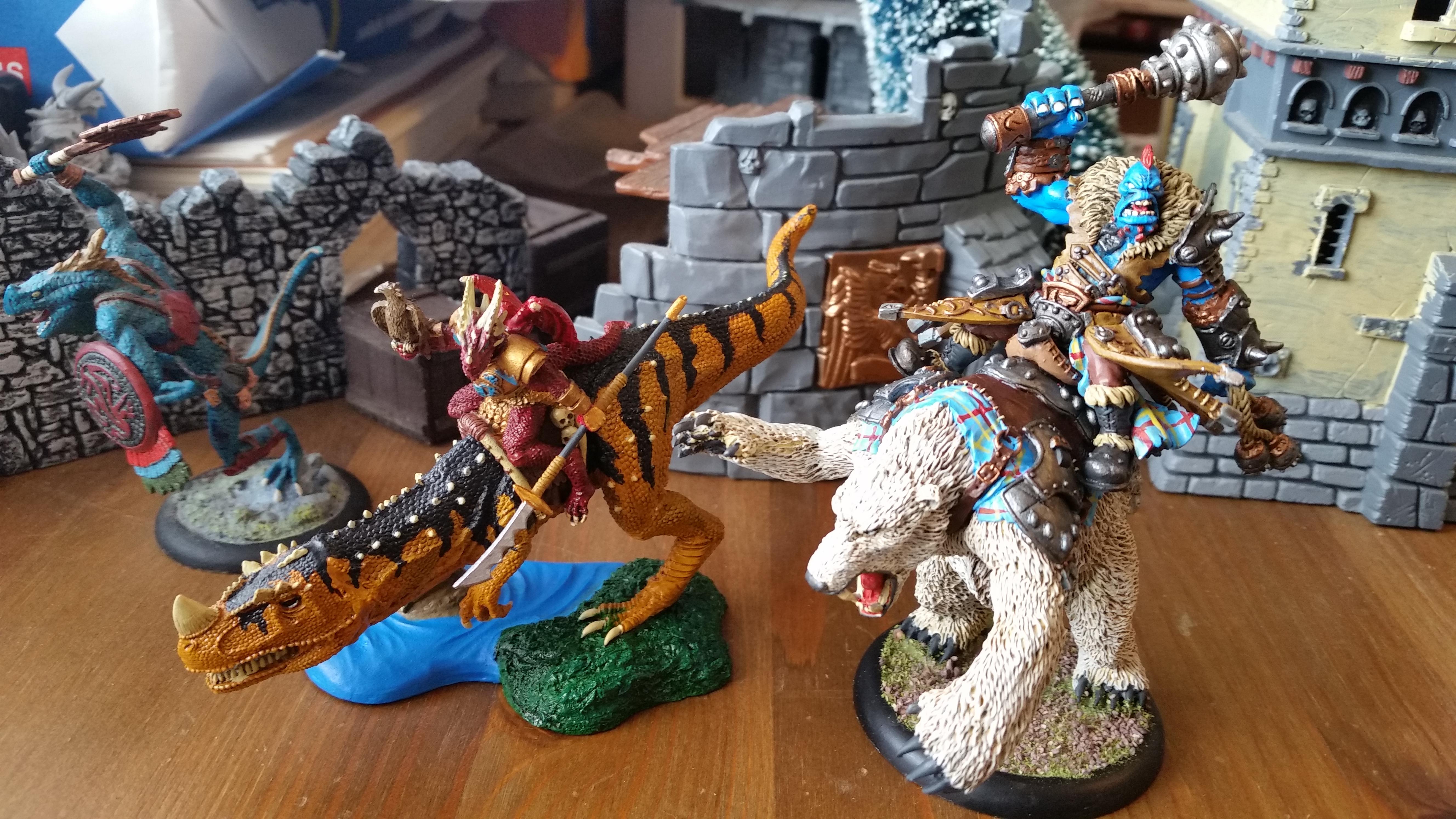 Painting Challenge, Finished Carnosaur and Bearka