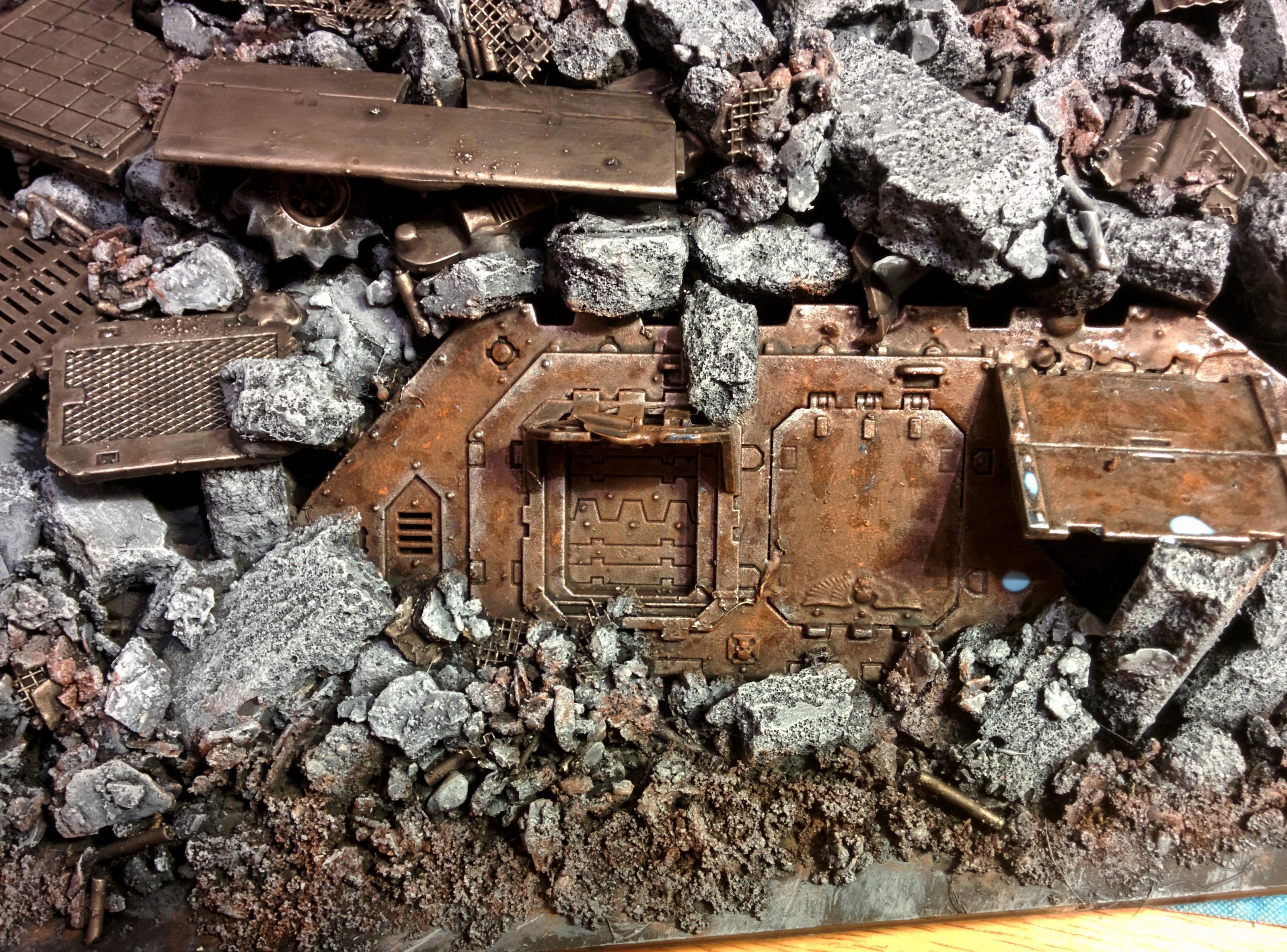 Land raider side in rubble pile (WIP)