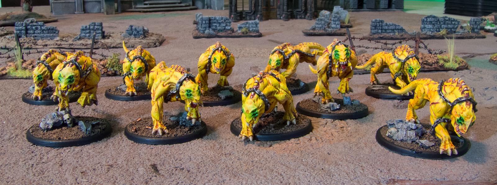 Barghest Fiends, Chaos, Chaos Daemons, Daemons, Flesh Hounds, Flesh Hounds Of Khorne, Fleshhounds, Puppets War, Puppetswar, Yellow