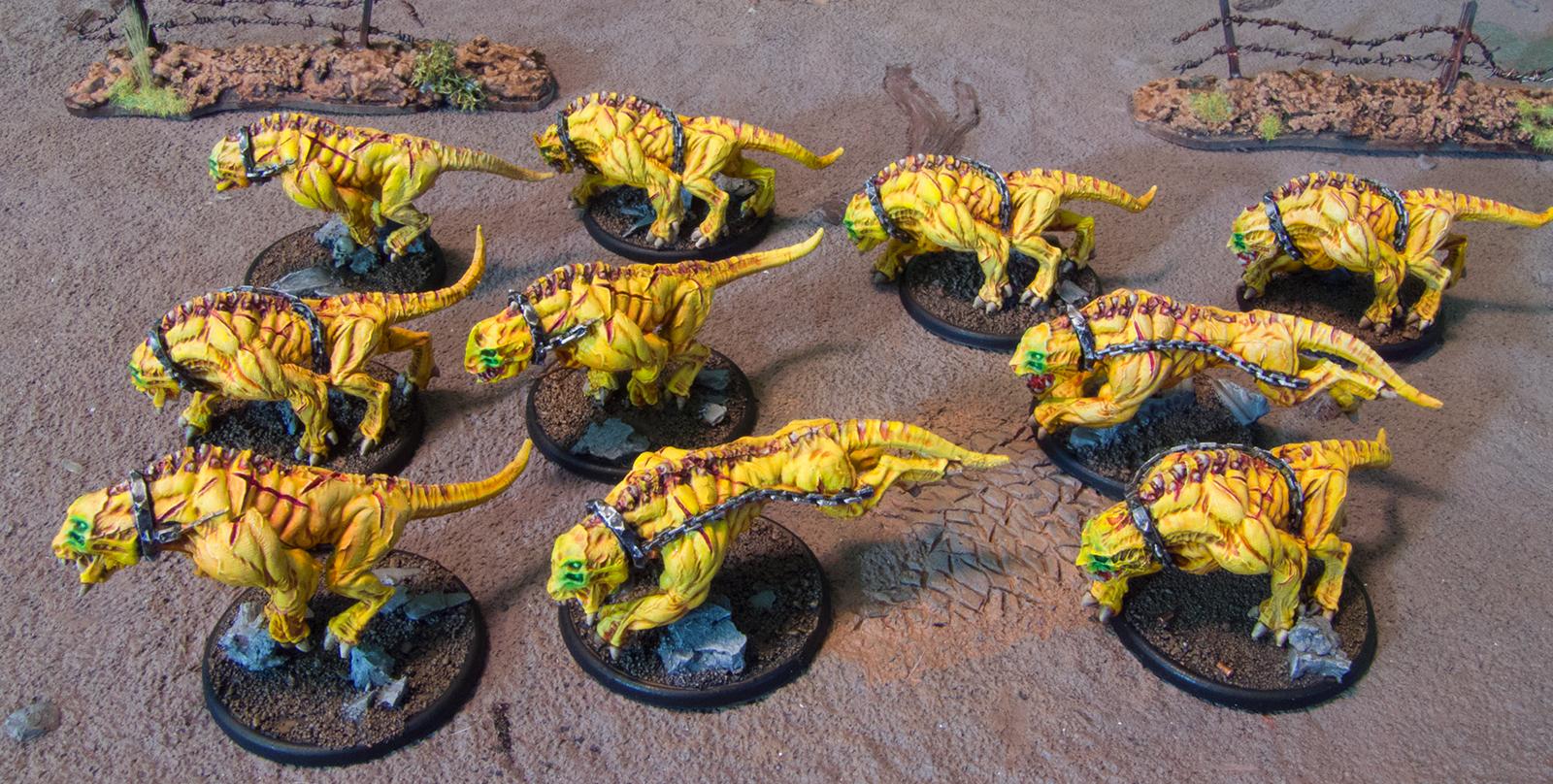 Barghest Fiends, Chaos, Chaos Daemons, Daemons, Flesh Hounds, Flesh Hounds Of Khorne, Fleshhounds, Puppets War, Puppetswar, Yellow
