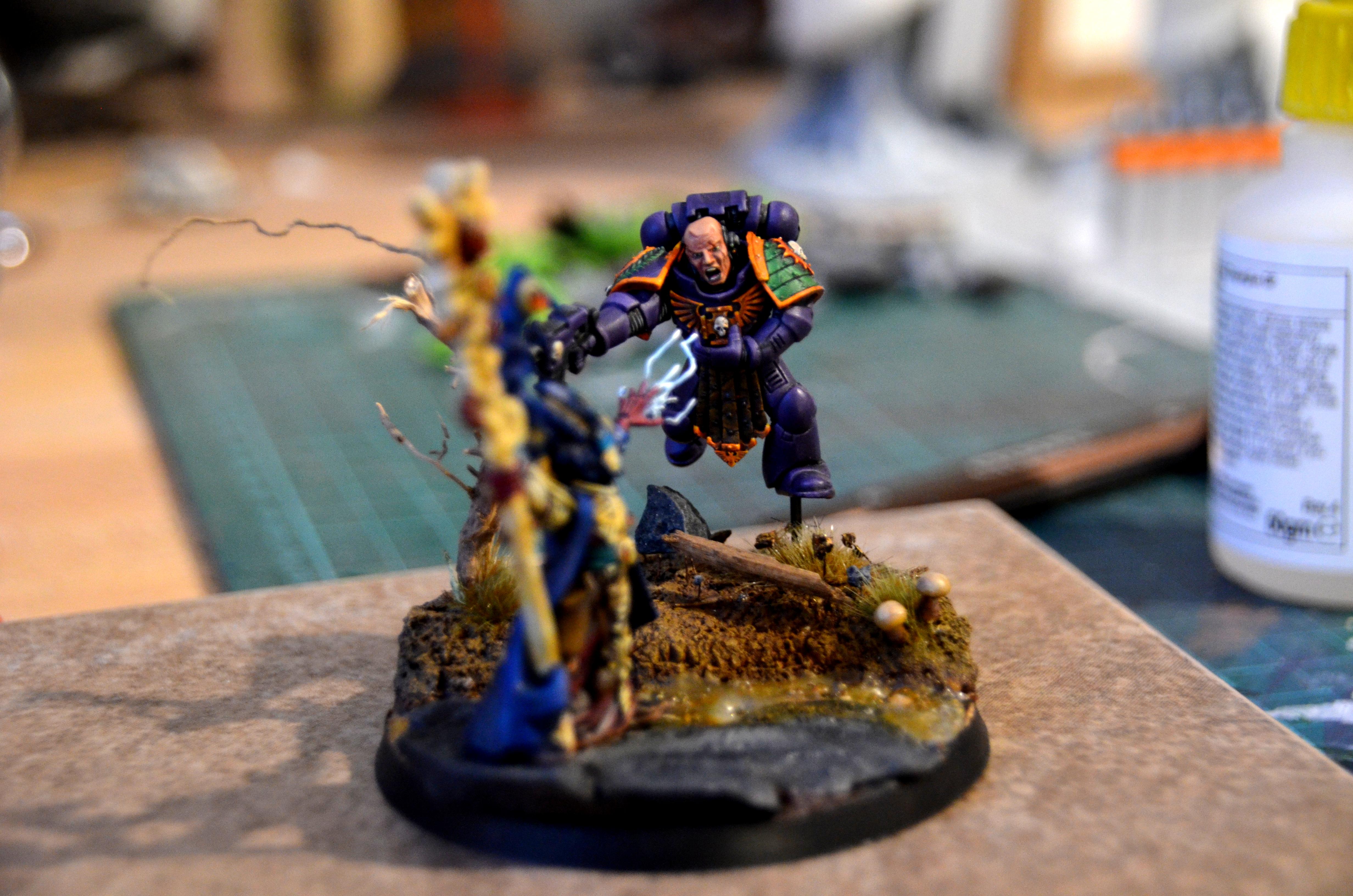 Craftwolrd, Death Marine, Eldar, Eldrad, Finishing Move, Lighting, Space Marines, Warhammer 40,000
