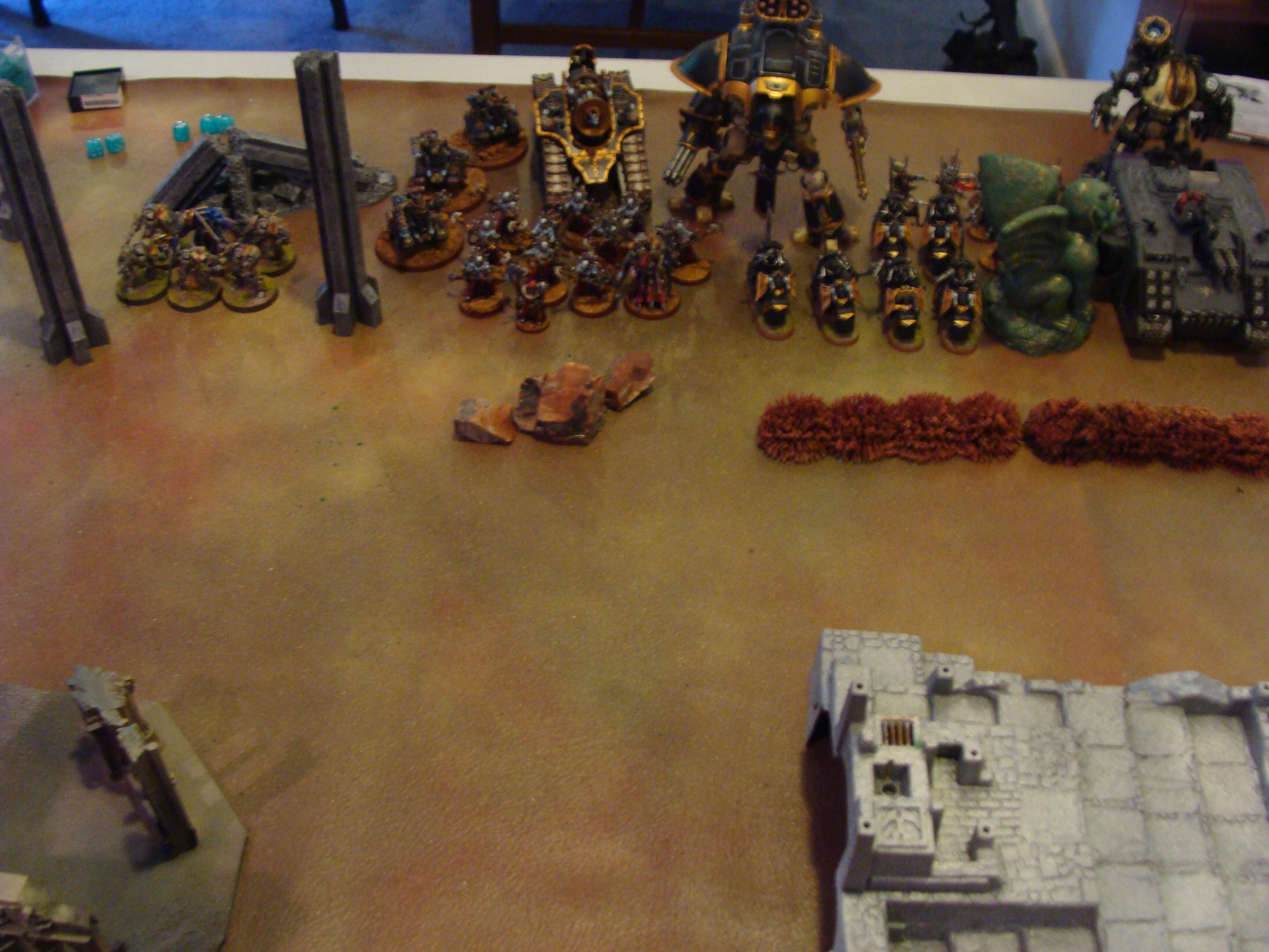 Battle Report, Chaos Space Marines, Daemons, Mechanicum, Slaanesh, Space Marines, Thousand Sons