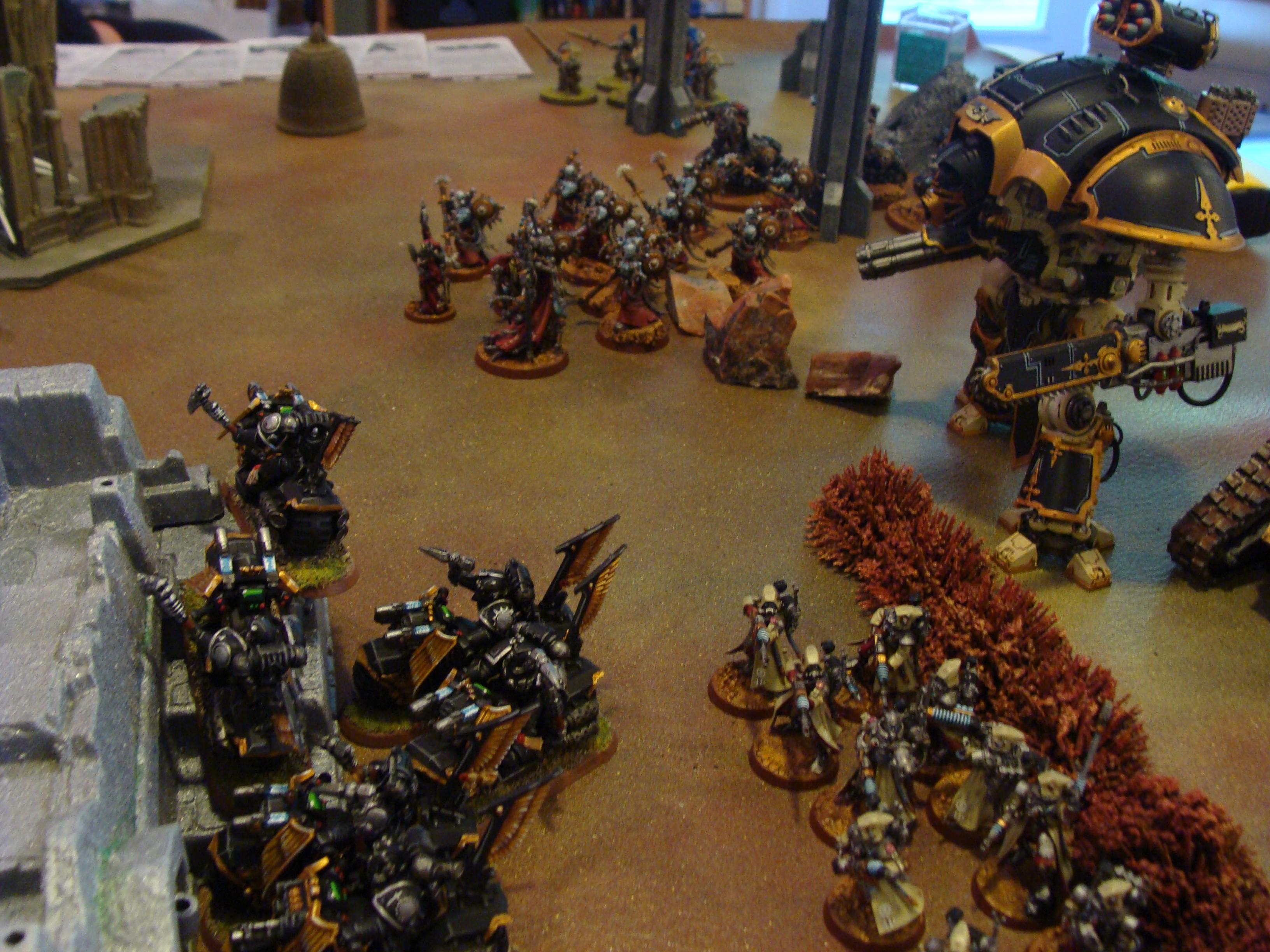 Battle Report, Chaos Space Marines, Daemons, Mechanicum, Slaanesh, Space Marines, Thousand Sons