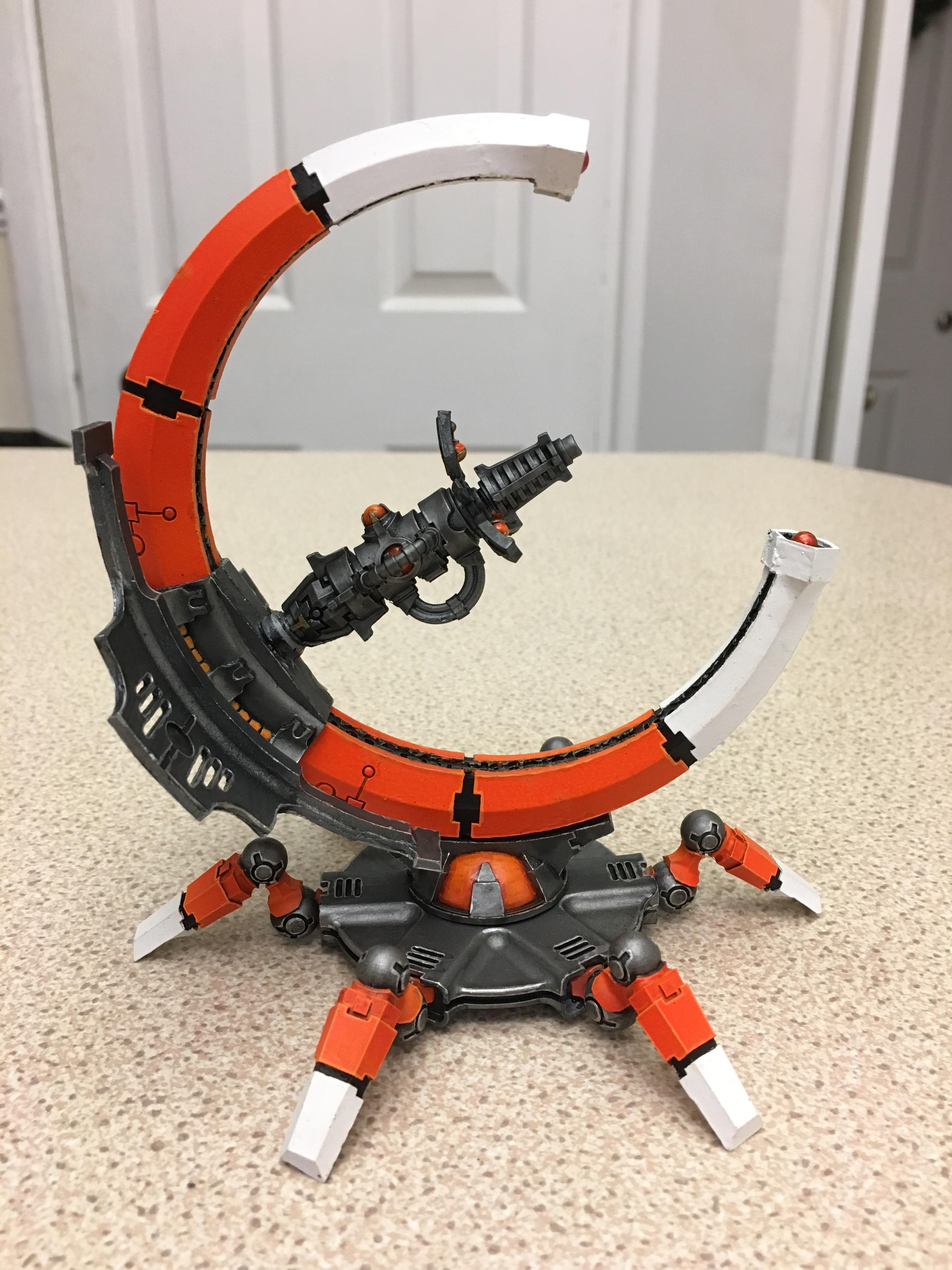 Forge World, Heat Cannon, Necrons, Orange, Orange And White, Sentry Pylon, Warhammer 40,000, White