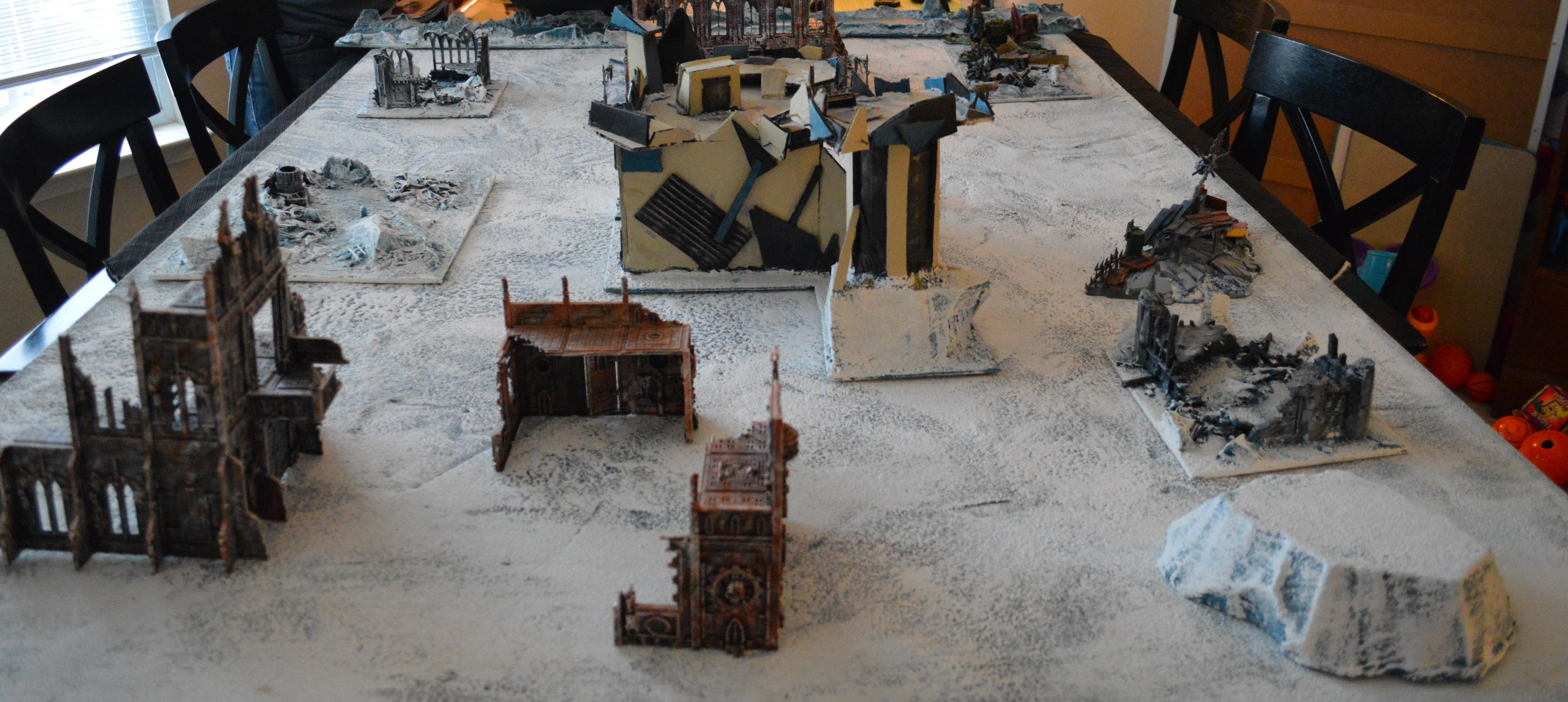 Battle, Ice Angels, Ice Board, Orks, Ruins, Terrain, Warhammer 40,000