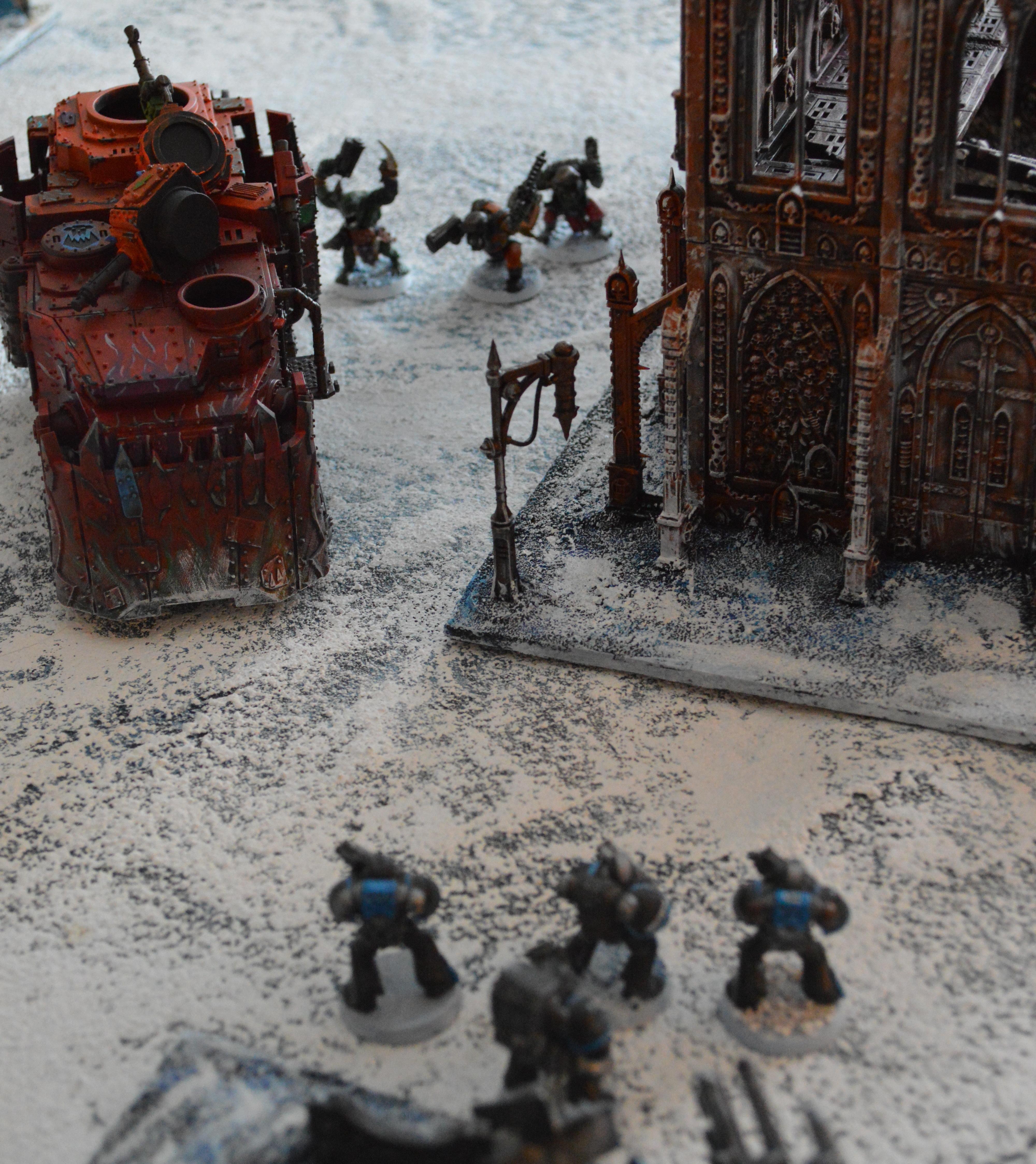 Battle, Ice Angels, Ice Board, Orks, Ruins, Terrain, Warhammer 40,000