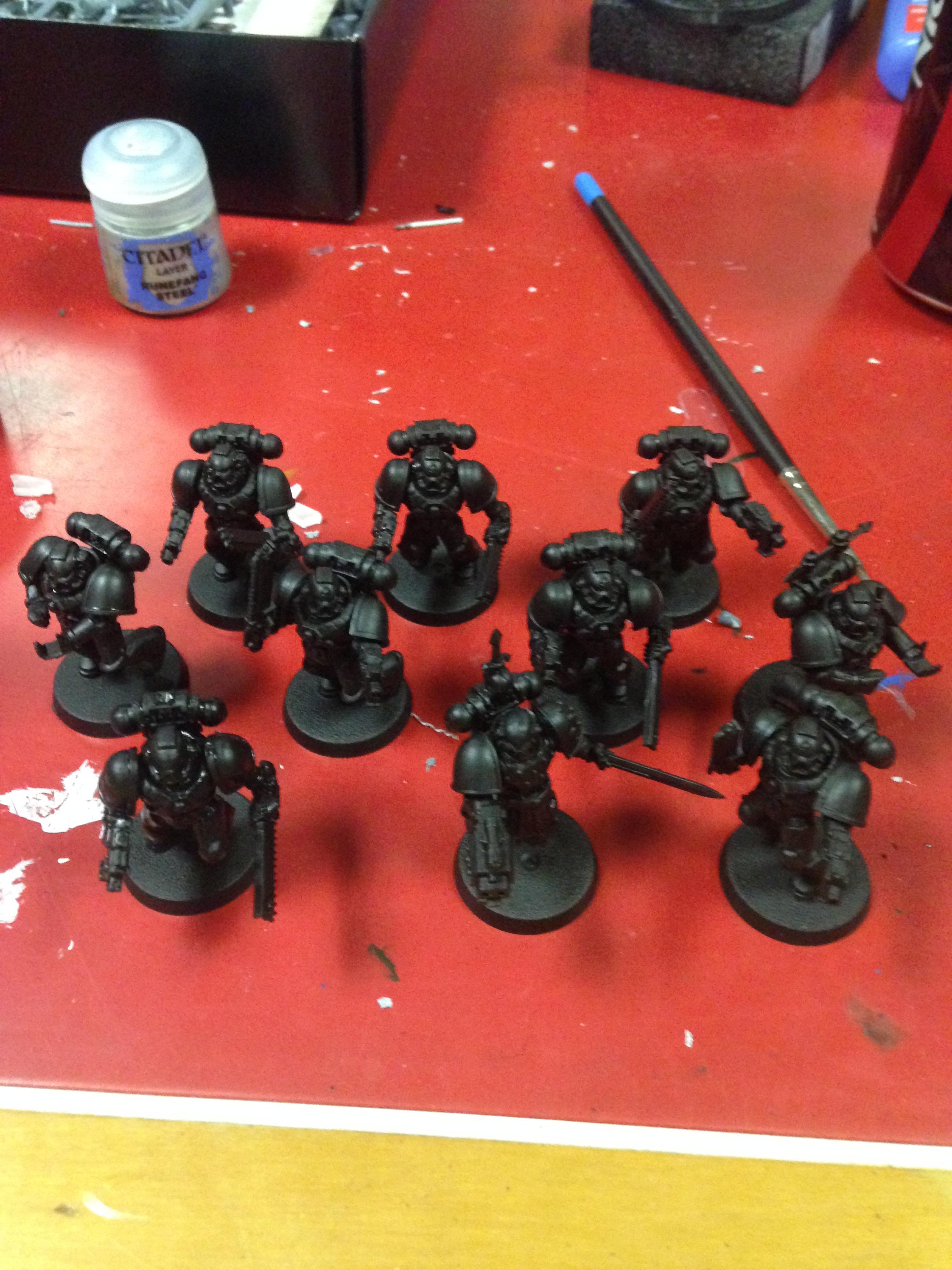 2 coats of 1:1 water and abadon black (remove the shine, and lets me match the color when i goof)