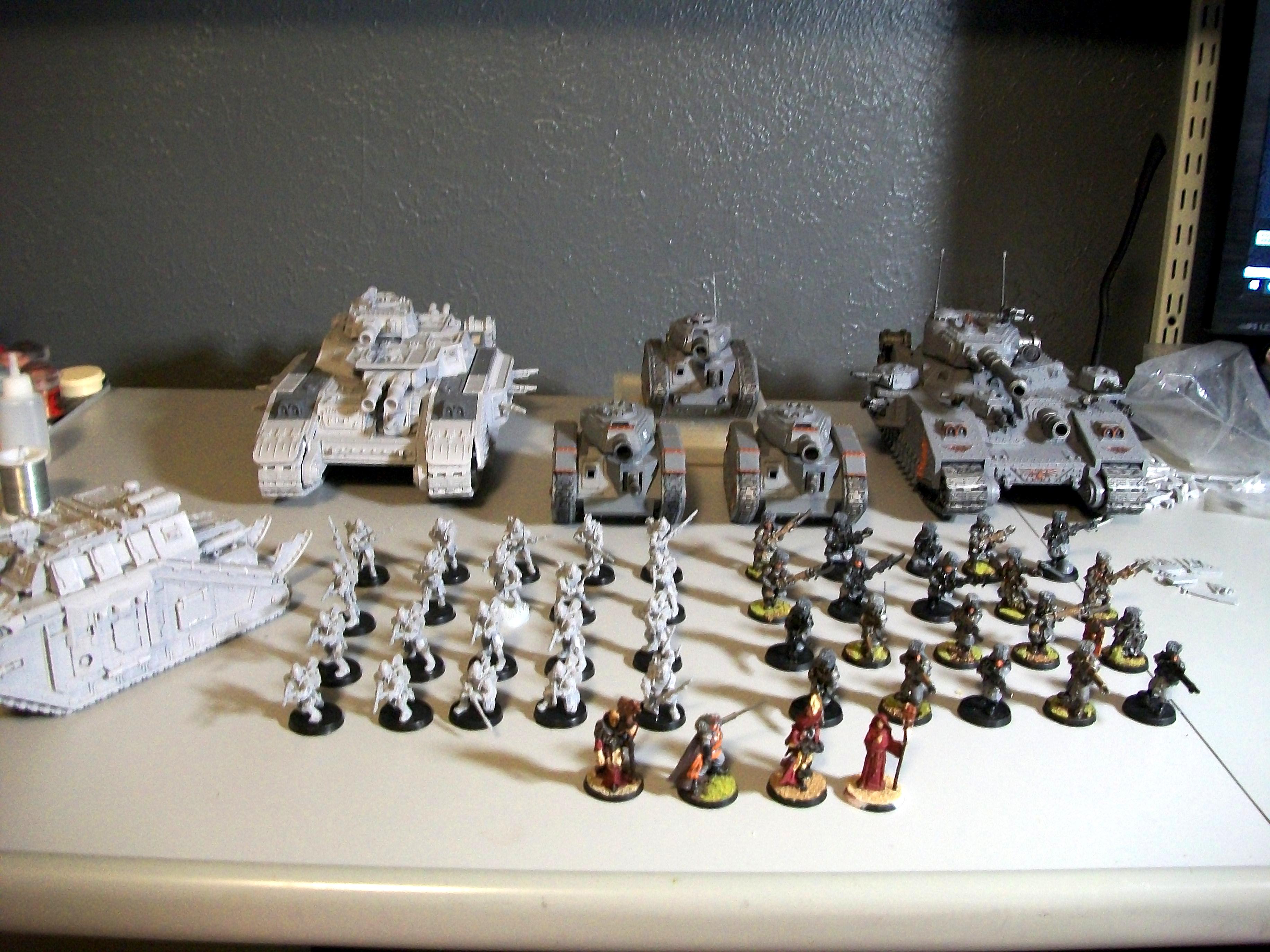 Baneblade, Commissar, Imperial Guard, Lasrifle Sections, Leman Russ, Navigator, Solar Auxilia, Stormhammer, Tank