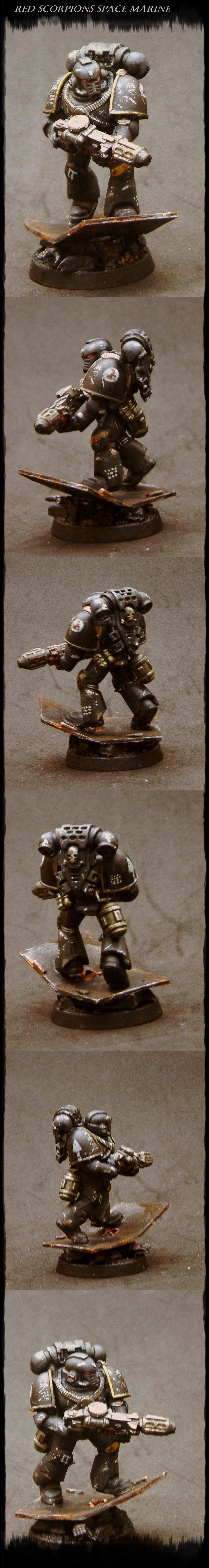 Conversion, Red Scorpions, Space Marines, Warhammer 40,000, Weathered
