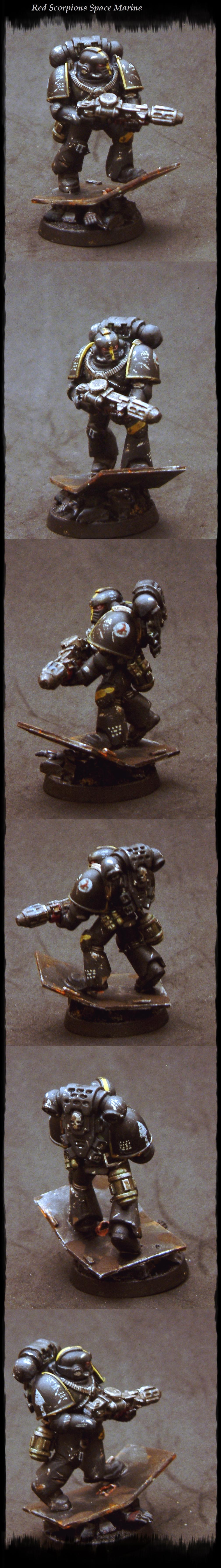 Red Scorpions, Space Marines, Warhammer 40,000, Weathered