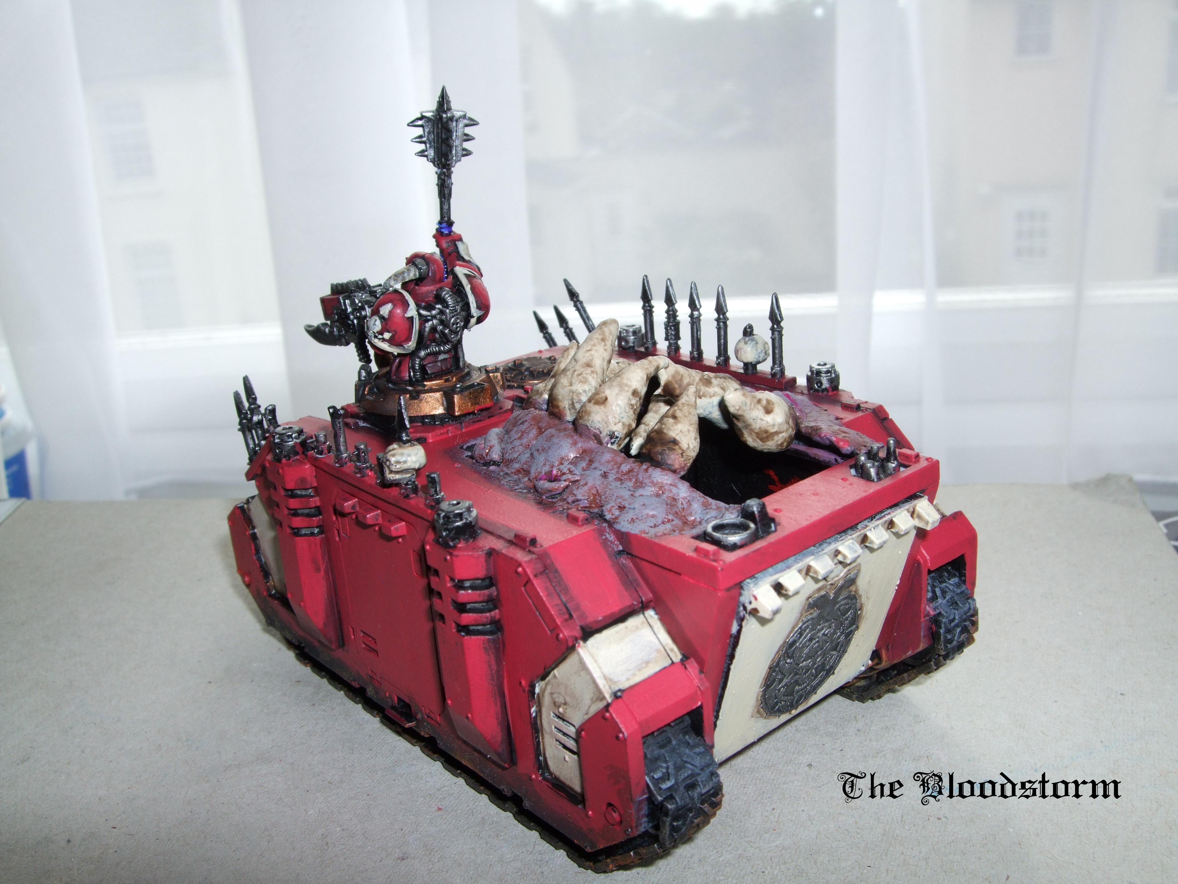 Berserkers, Chaos Space Marines, Conversion, Custom Transfers, Daemonkin, Khorne, Red, Rhino, Warhammer 40,000, World Eaters