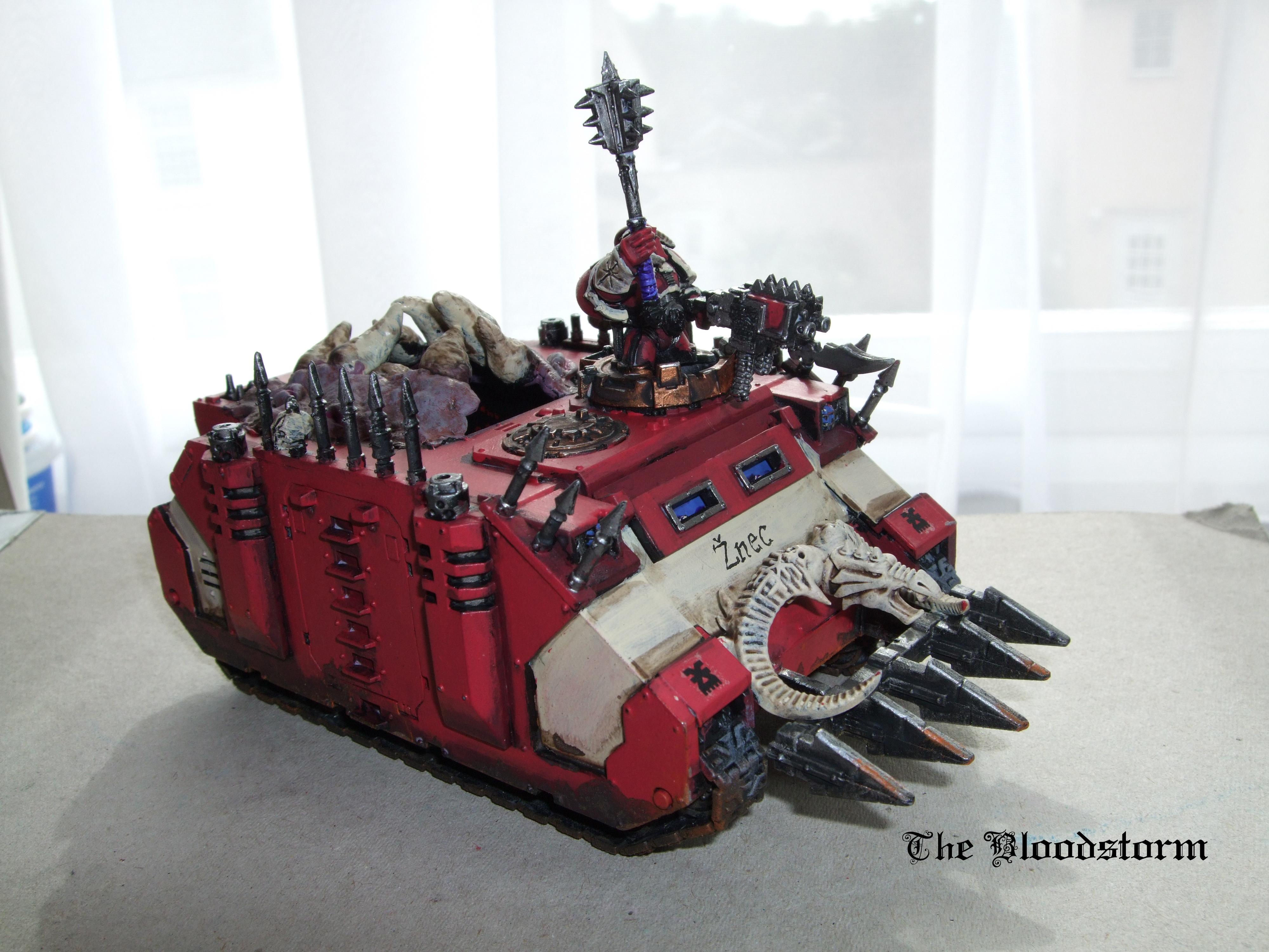 Berserkers, Chaos Space Marines, Conversion, Custom Transfers, Daemonkin, Khorne, Red, Rhino, Warhammer 40,000, World Eaters