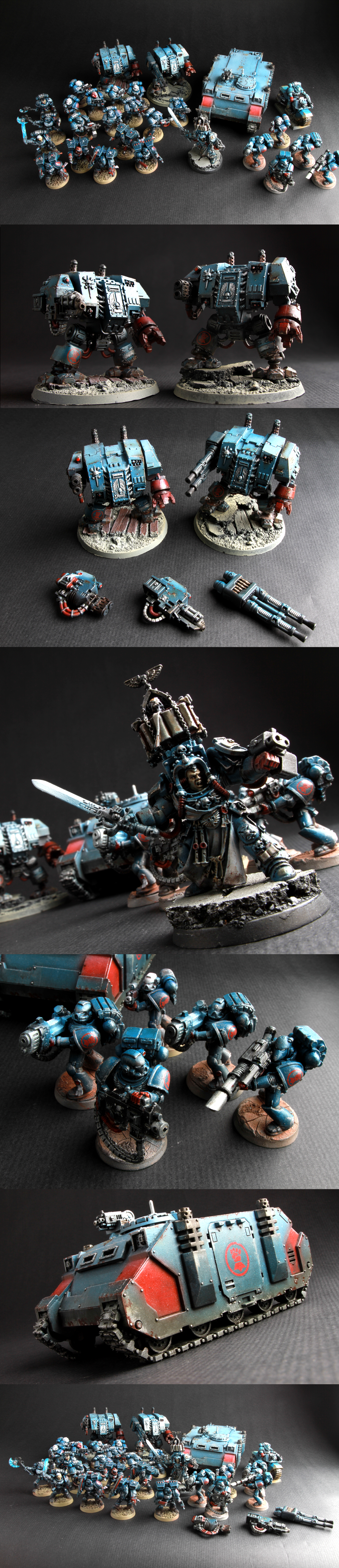 Bike, Crimson Fist, Devastators, Dreadnought, Librarian, Rhino, Space Marines, Veteran
