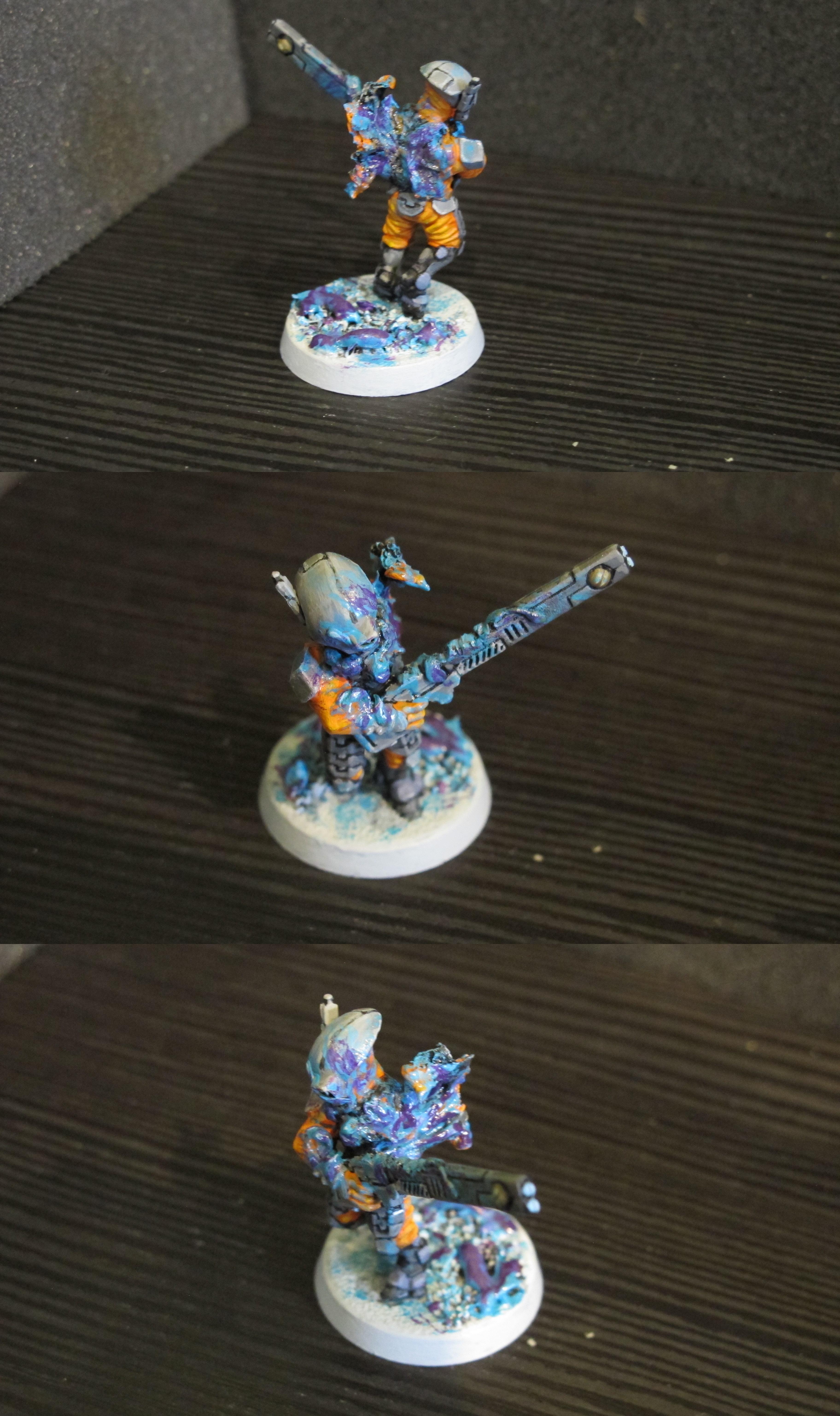 Dying, Exploding, Fire Warriors, Painted, Tau, Warhammer 40,000