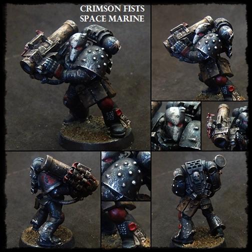 Beakie, Crimson Fists, Missile Launcher, Space Marines, Tactical Squad, Weathered