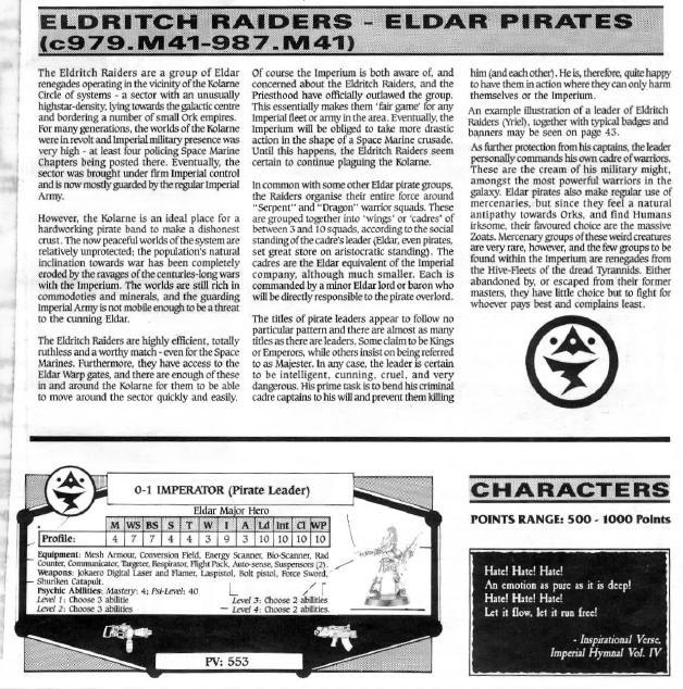 1988, Chapter Approved, Copyright Games Workshop, Eldar, Pirates, Retro Review, Rogue Trader