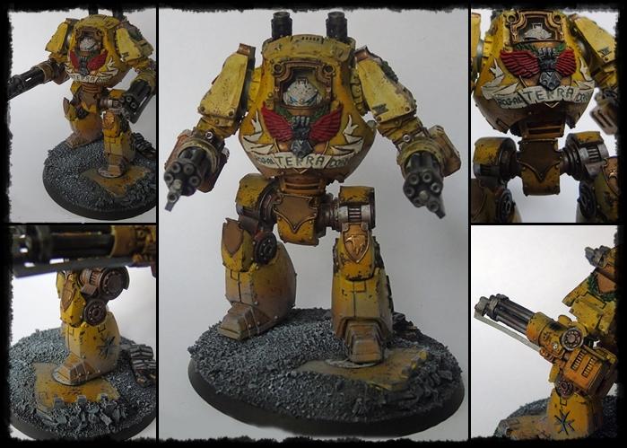 Adepus Astartes, Battle Damage, City, Contemptor Mortis Dreadnought, Imperial Fists, Kheres Assault Cannon, Rubble, Ruins, Space Marines, Urban, Weathered, Yellow